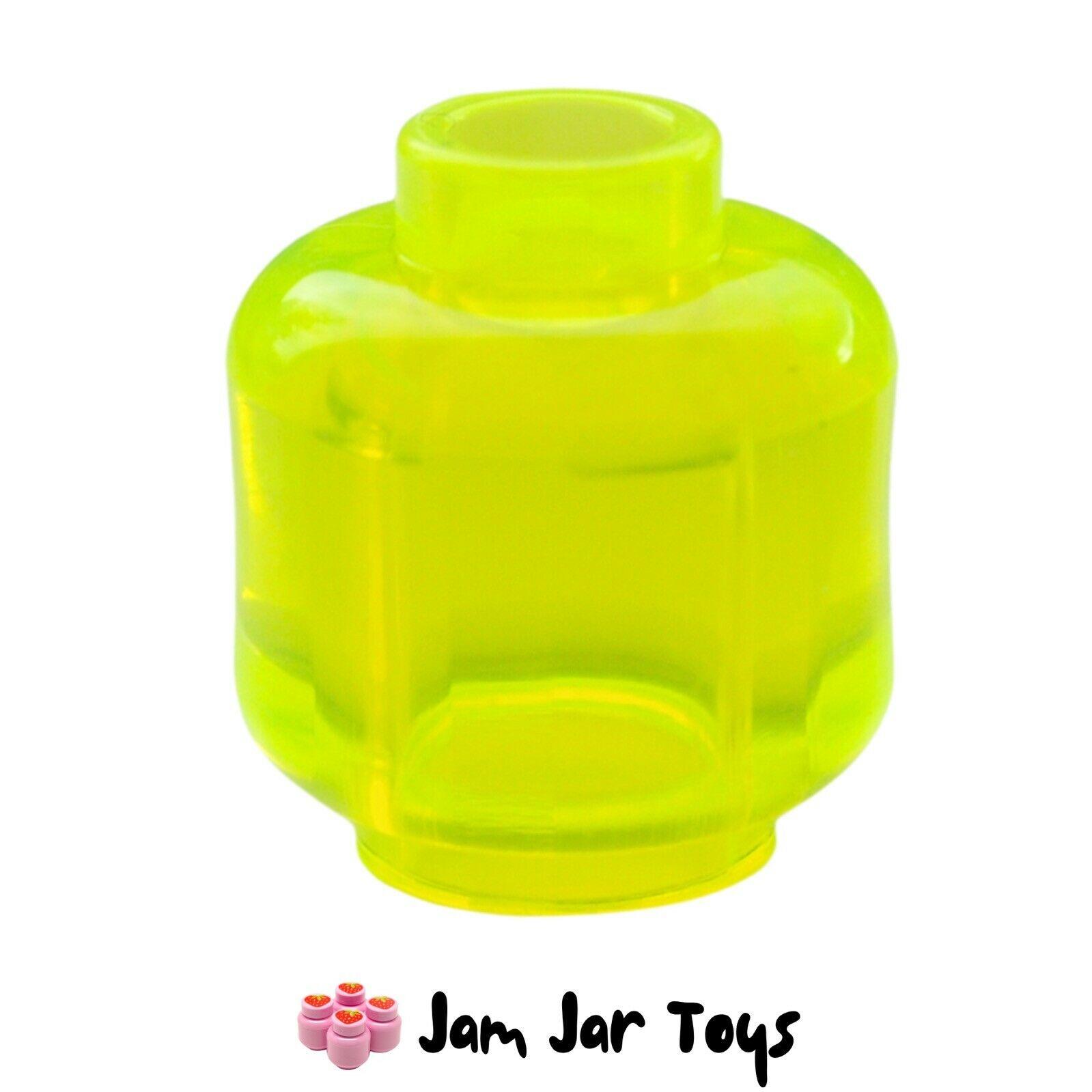 LEGO Minifigure Head Neon Green Trans Clear Plain Translucent PH24