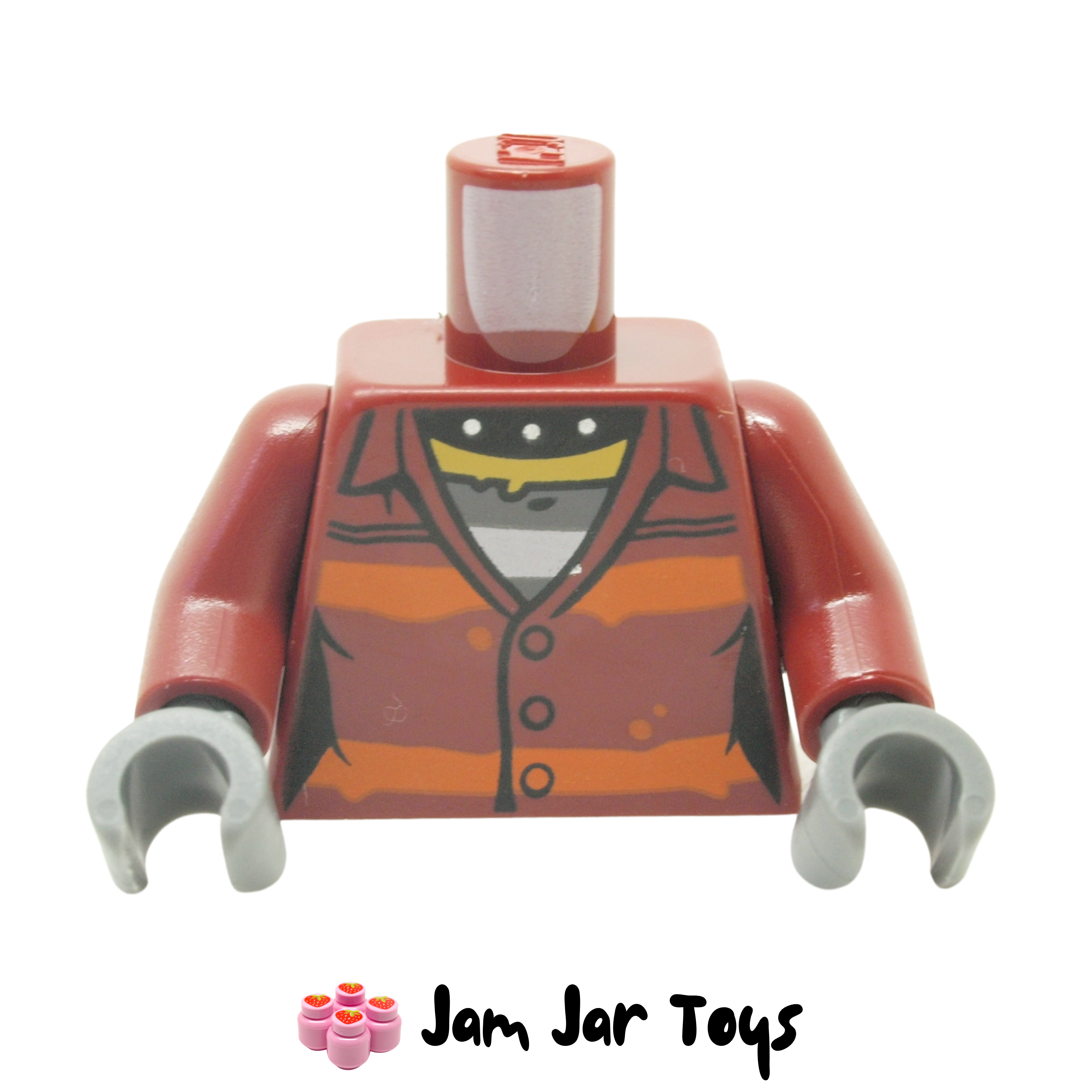 LEGO Daisy Kaboom Torso Dark Red, Dark Orange Stripes Jacket Prison Shirt