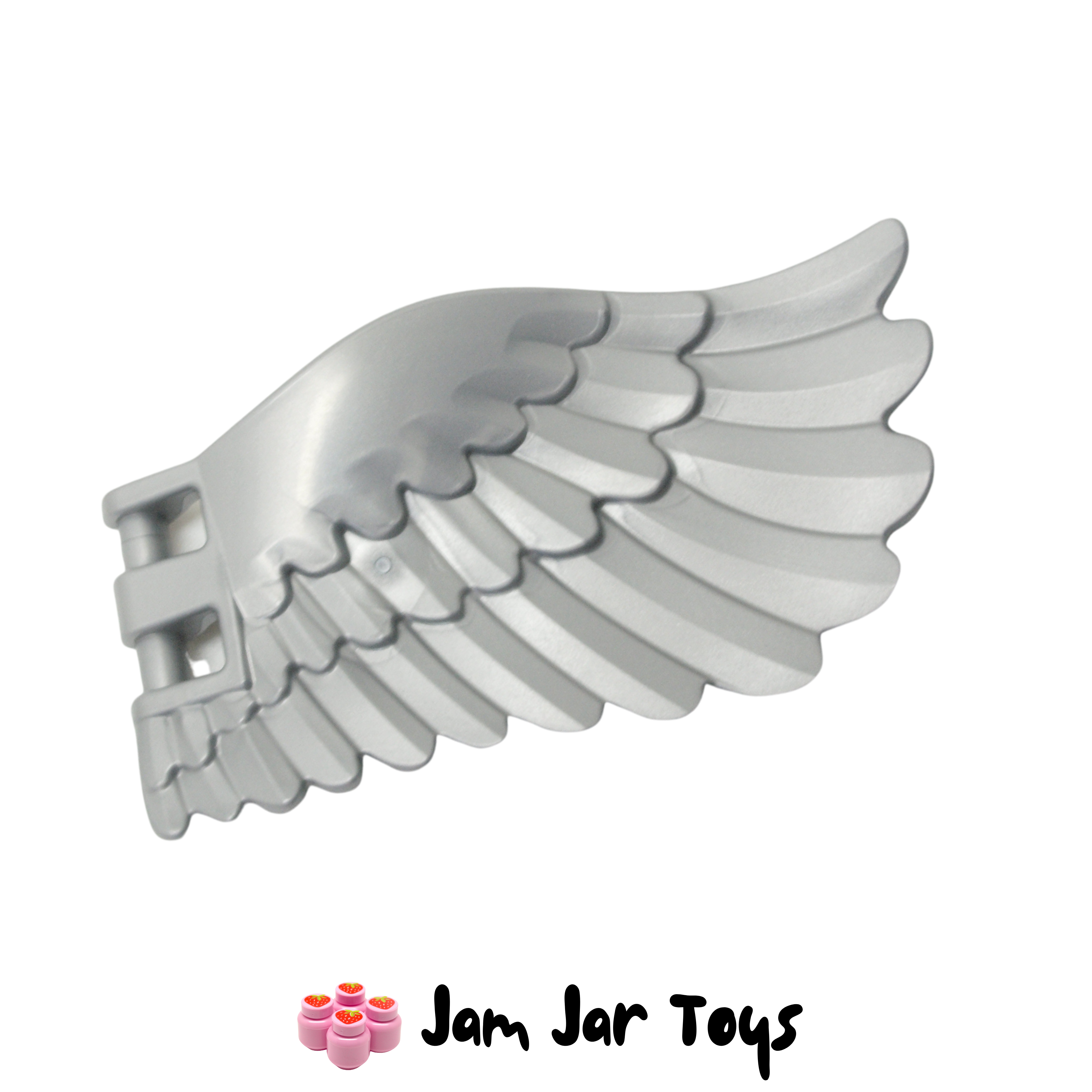 LEGO Flat Silver Wing 4 x 7 Right with Feathers, Clip Handles