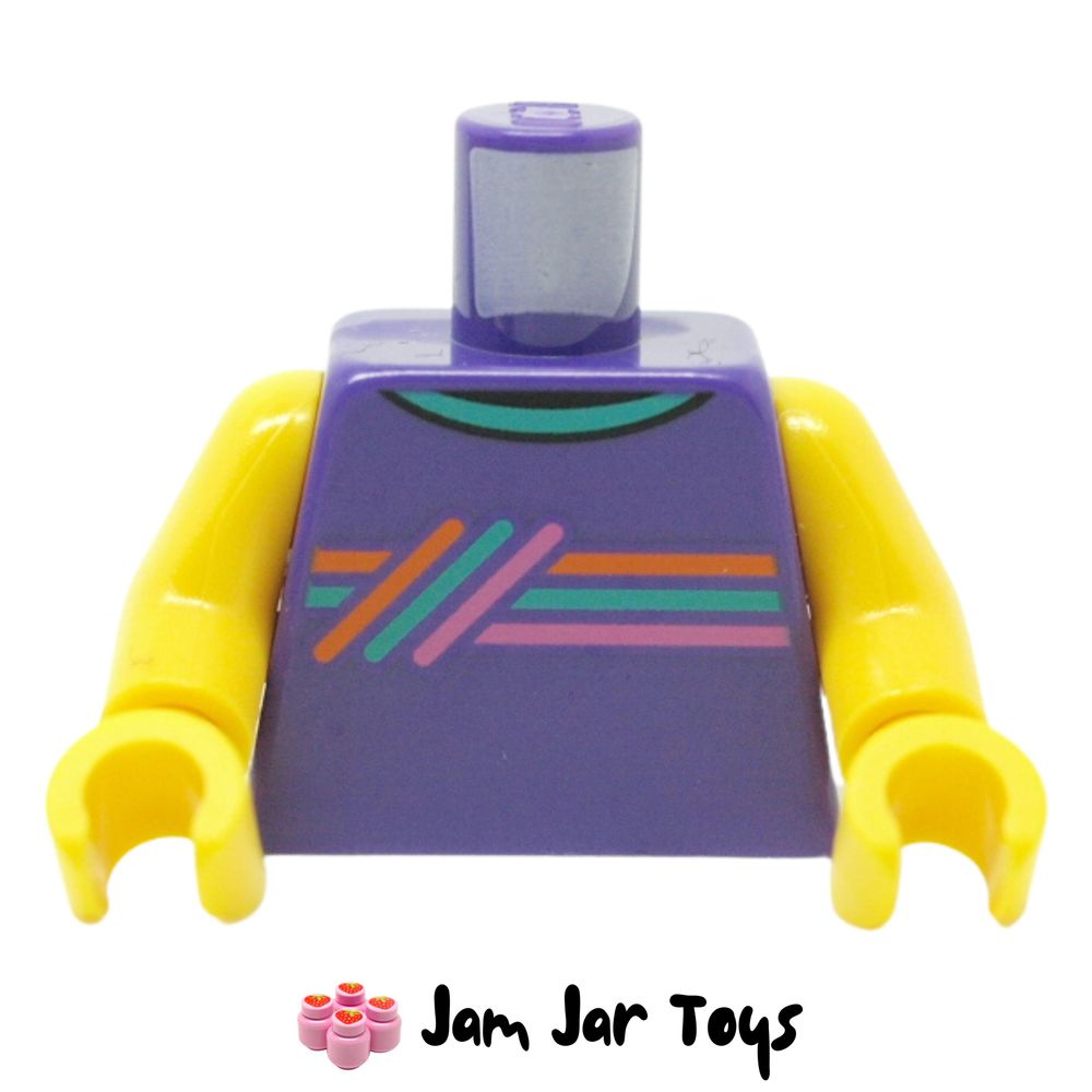 LEGO Dark Purple Torso, with Orange/Dark Turquoise/Dark Pink Stripes