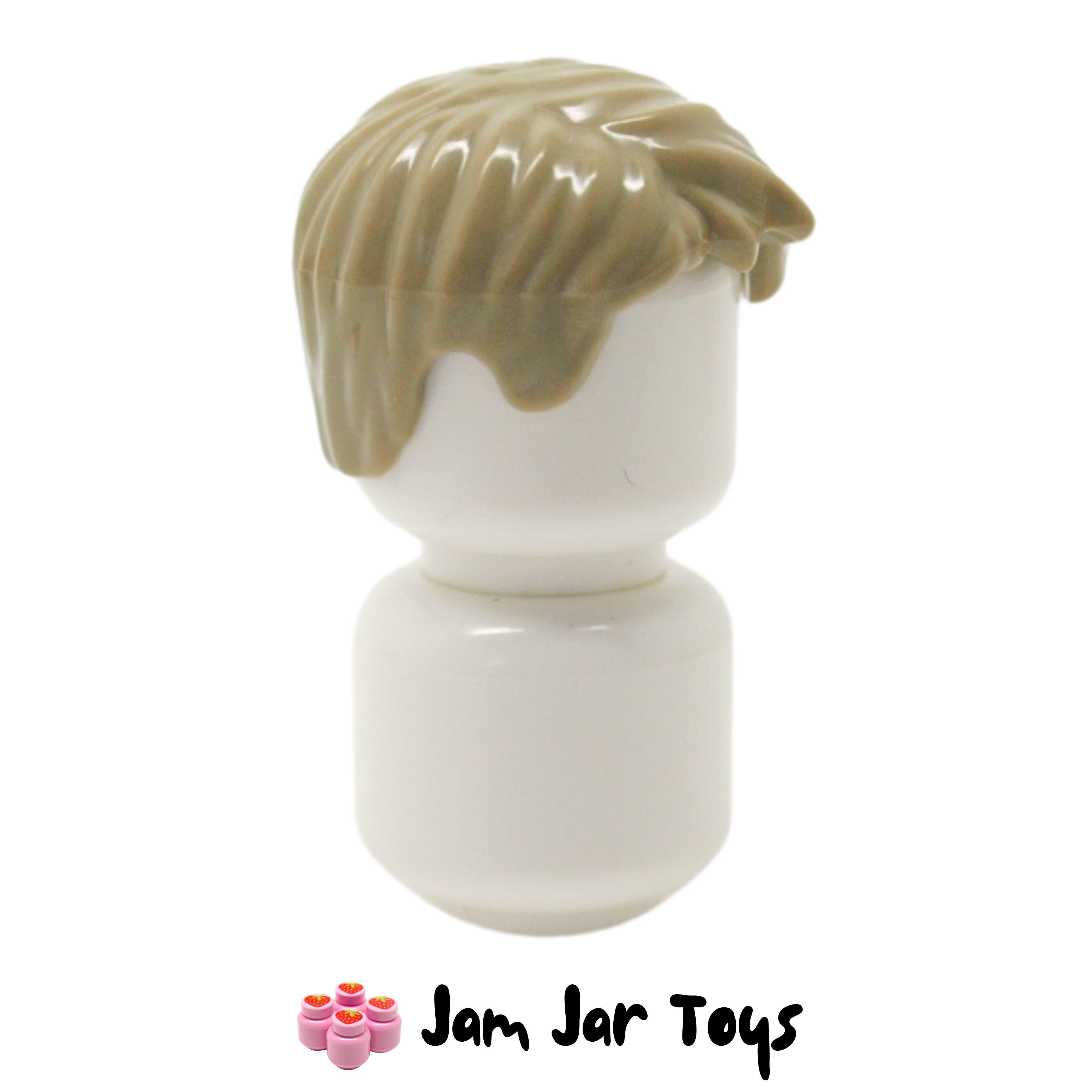 LEGO Dark Tan Short Hair, Tousled with Side Parting