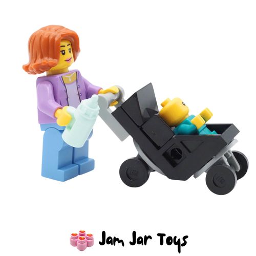 LEGO Mum and Baby Minifigures - Mother and Baby in Pushchair / Pram Side View