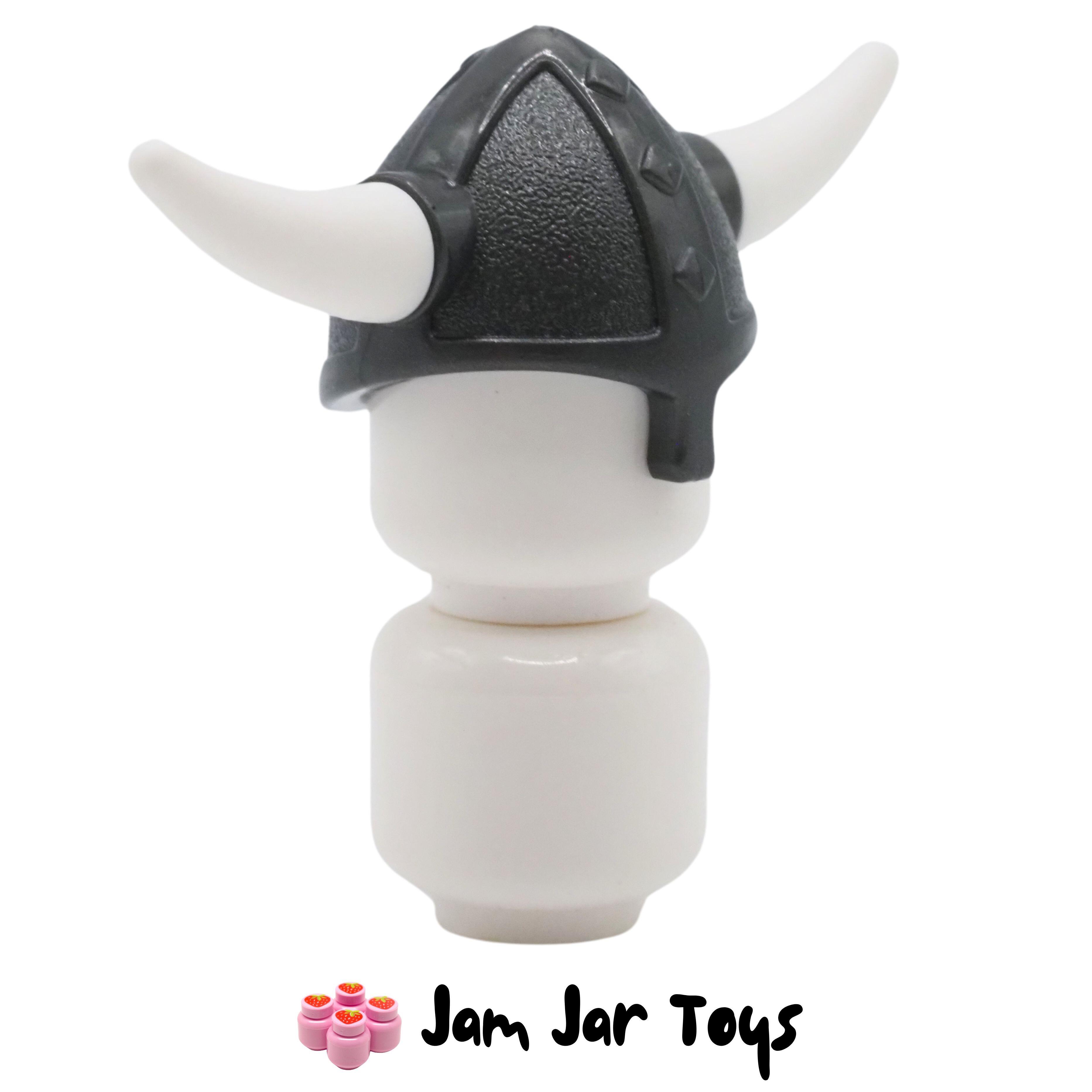 LEGO Viking Helmet, Pearl Titanium with White Horns