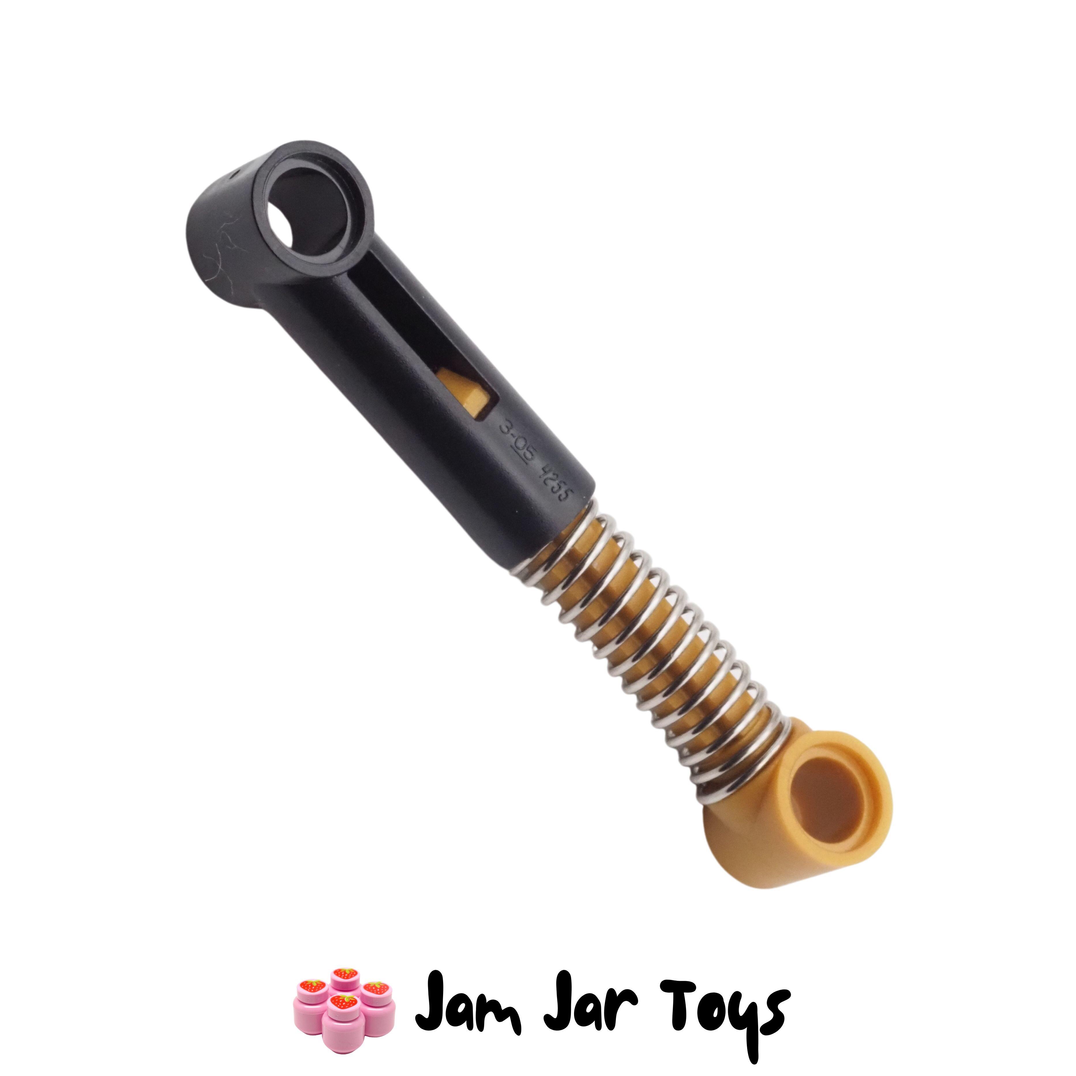 LEGO Black Shock Absorber 6.5L, Soft Spring, Tight Coil, Pearl Gold Piston Rod.