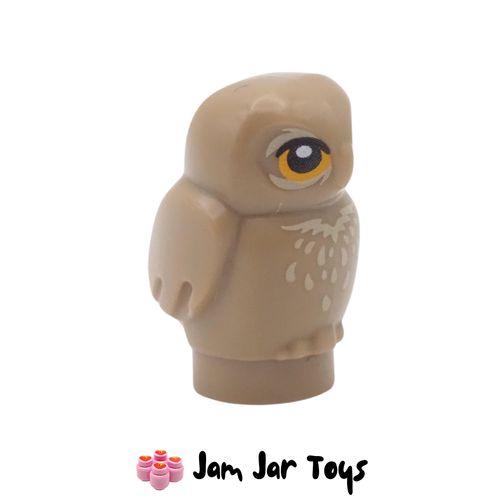 LEGO Dark Tan Baby Owl, Bright Light Orange Eyes, Tan Feathers.