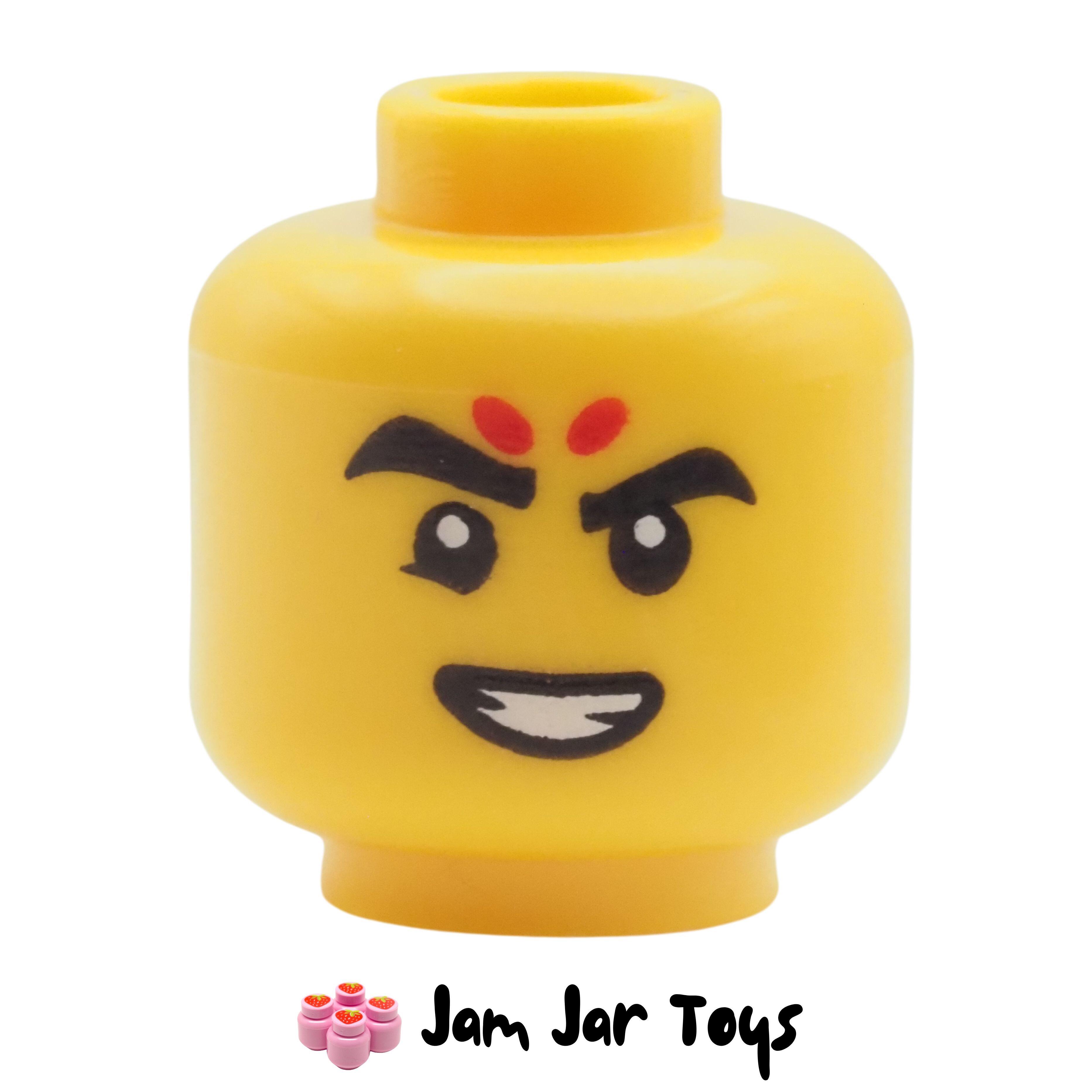 LEGO Nezha Yellow Head, Forehead Dots, Grin