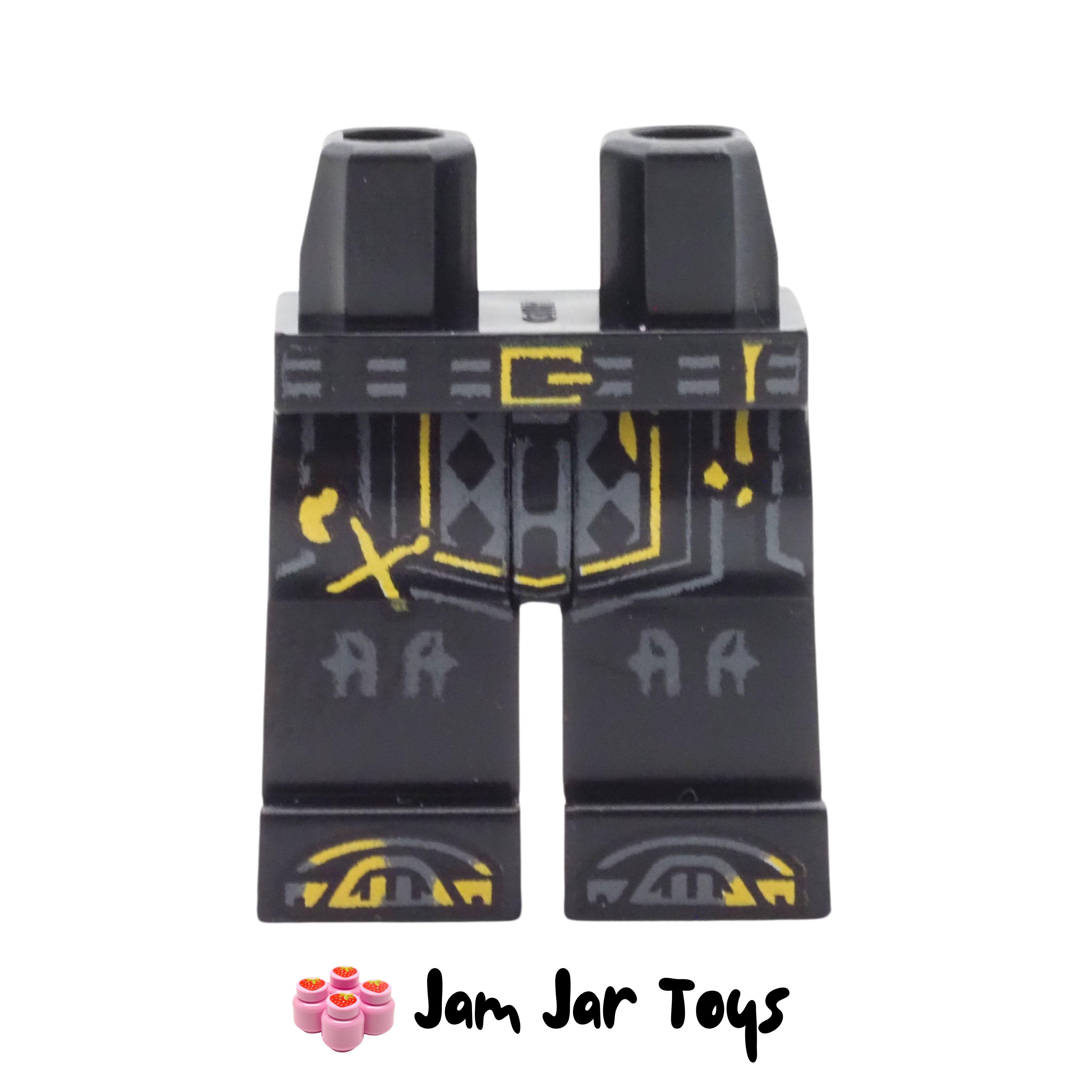 LEGO Black Legs Bright Light Yellow Stripes, Silver Armour.