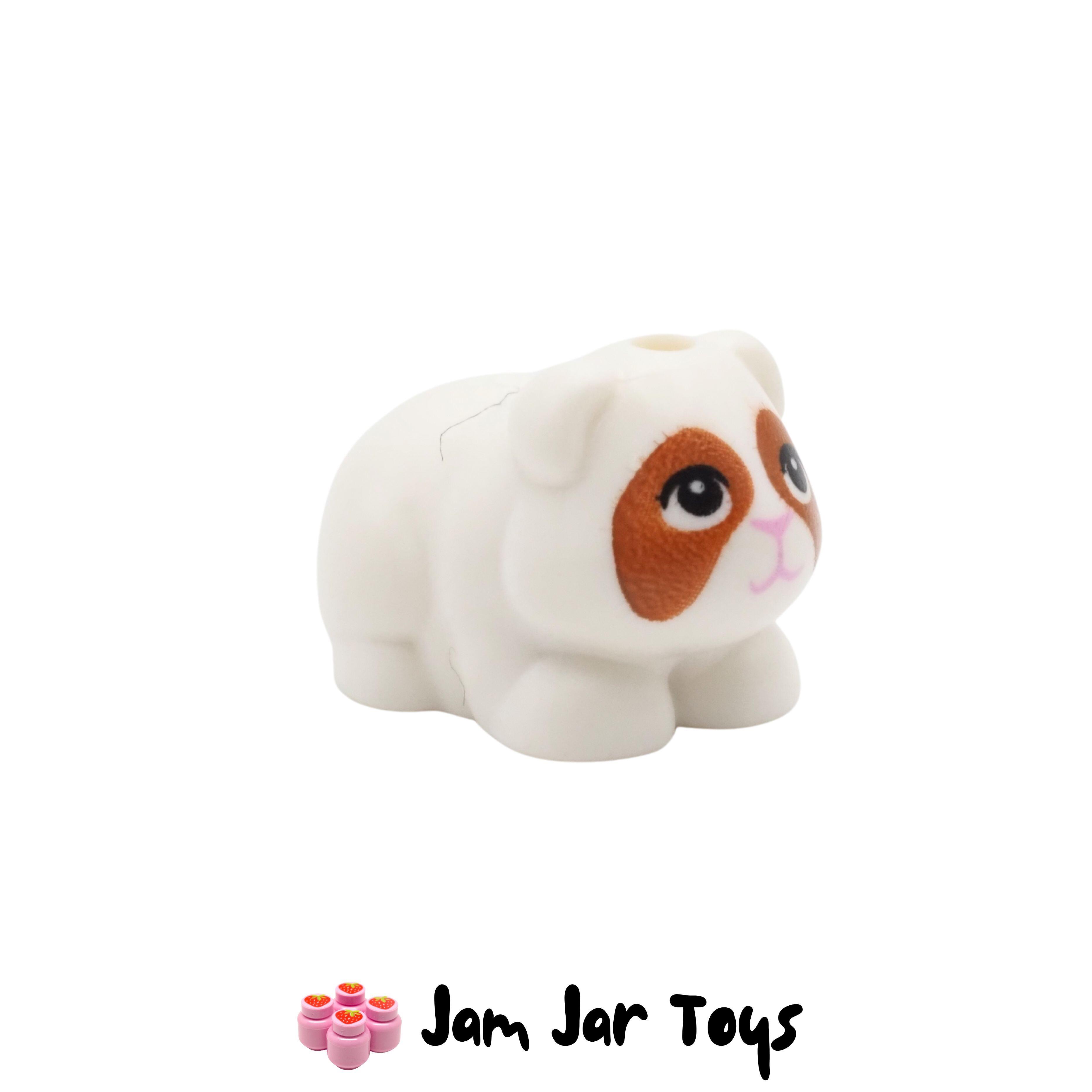 LEGO Small White Guinea Pig, Dark Orange Face, Pink Nose.