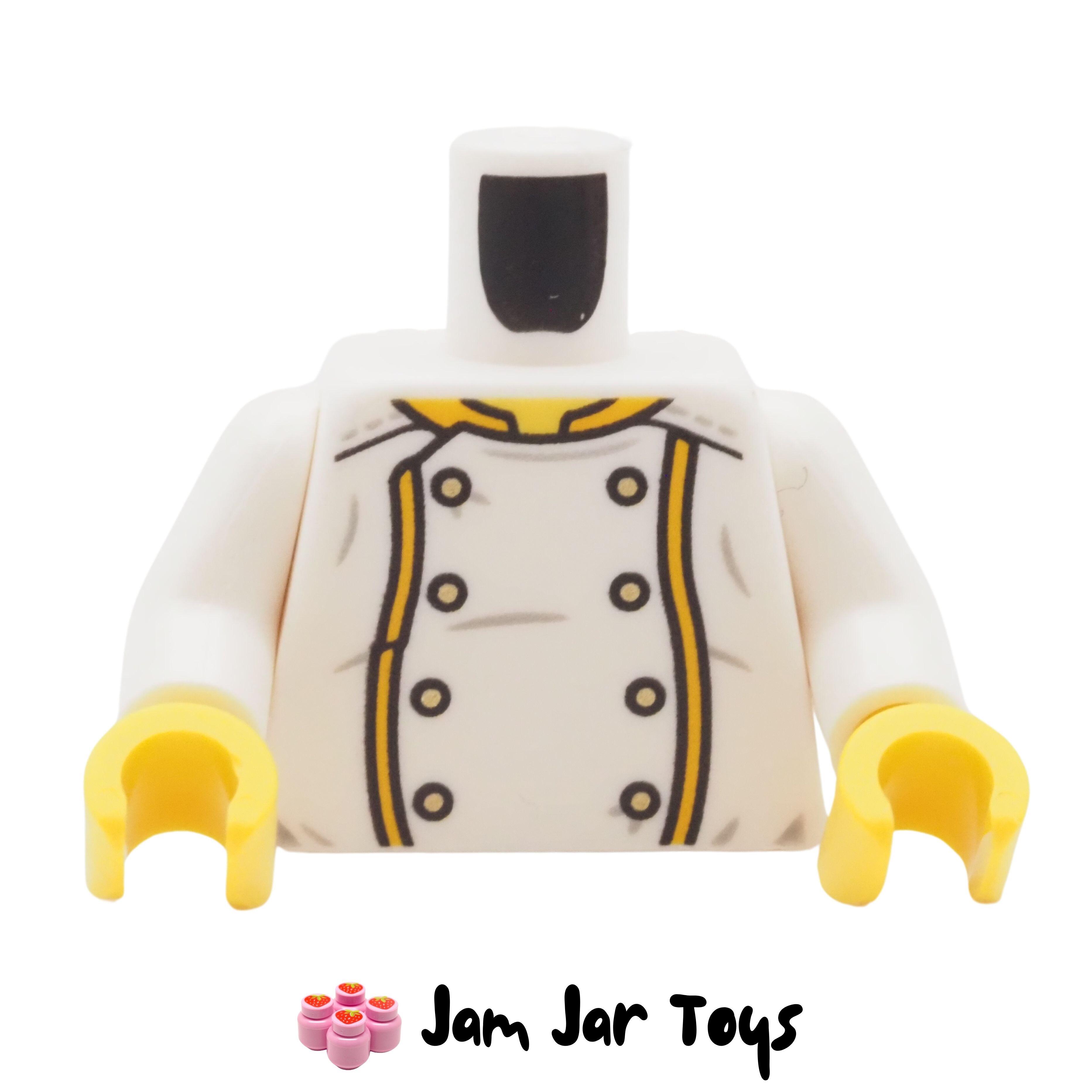 LEGO White Jacket Torso, Orange Trim, Gold Buttons, Dragon on Rear