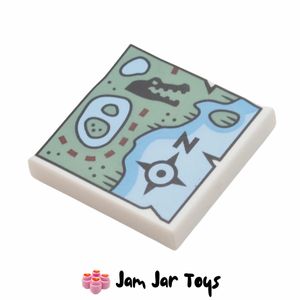 LEGO® Map / Trail / Coastline White Tile 2 x 2 with Crocodile Symbol. PT112