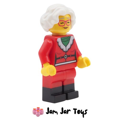 LEGO CITY Minifigure Mrs Claus - Red Jacket, Black Boots Side View