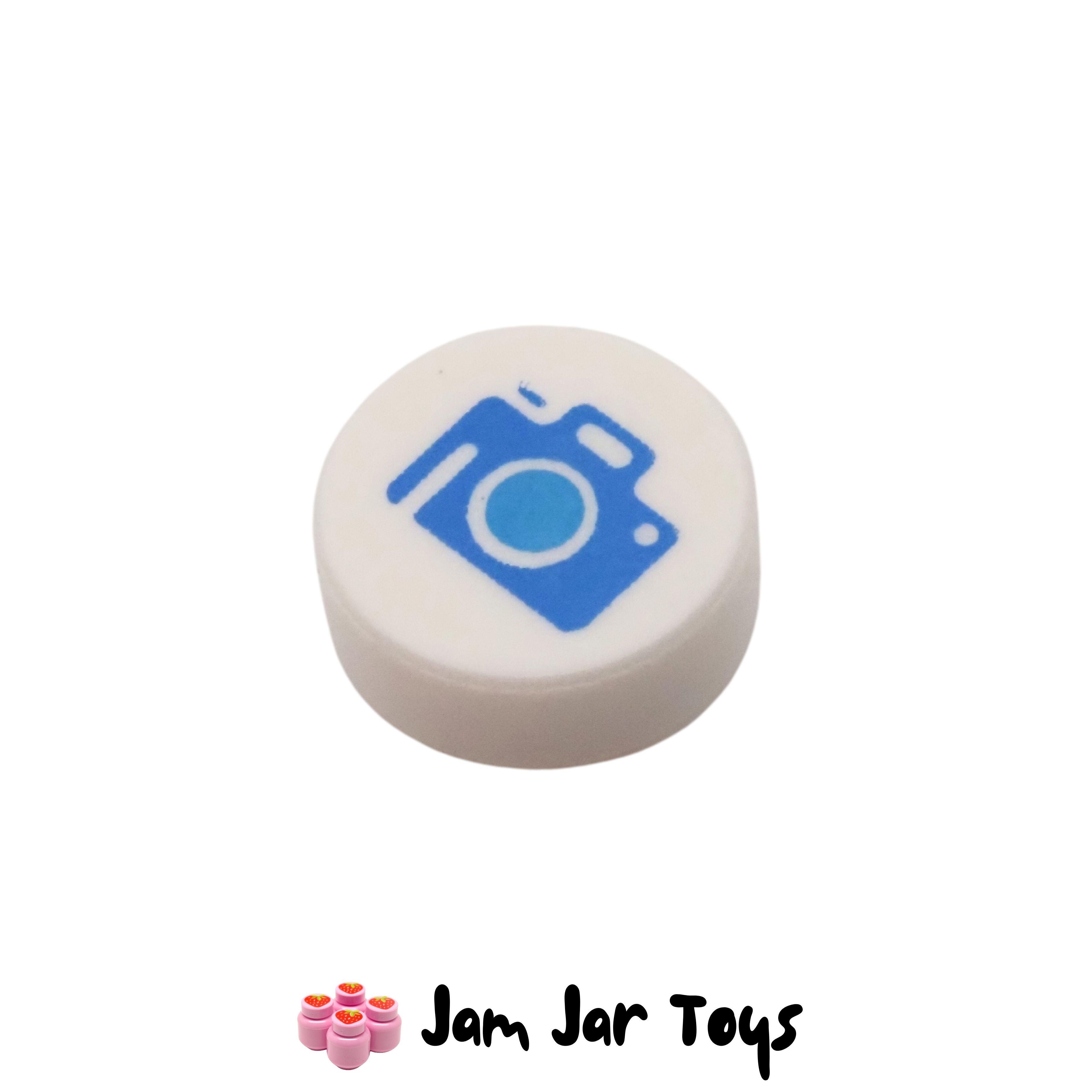 LEGO White Round Tile With Blue Camera x PT143