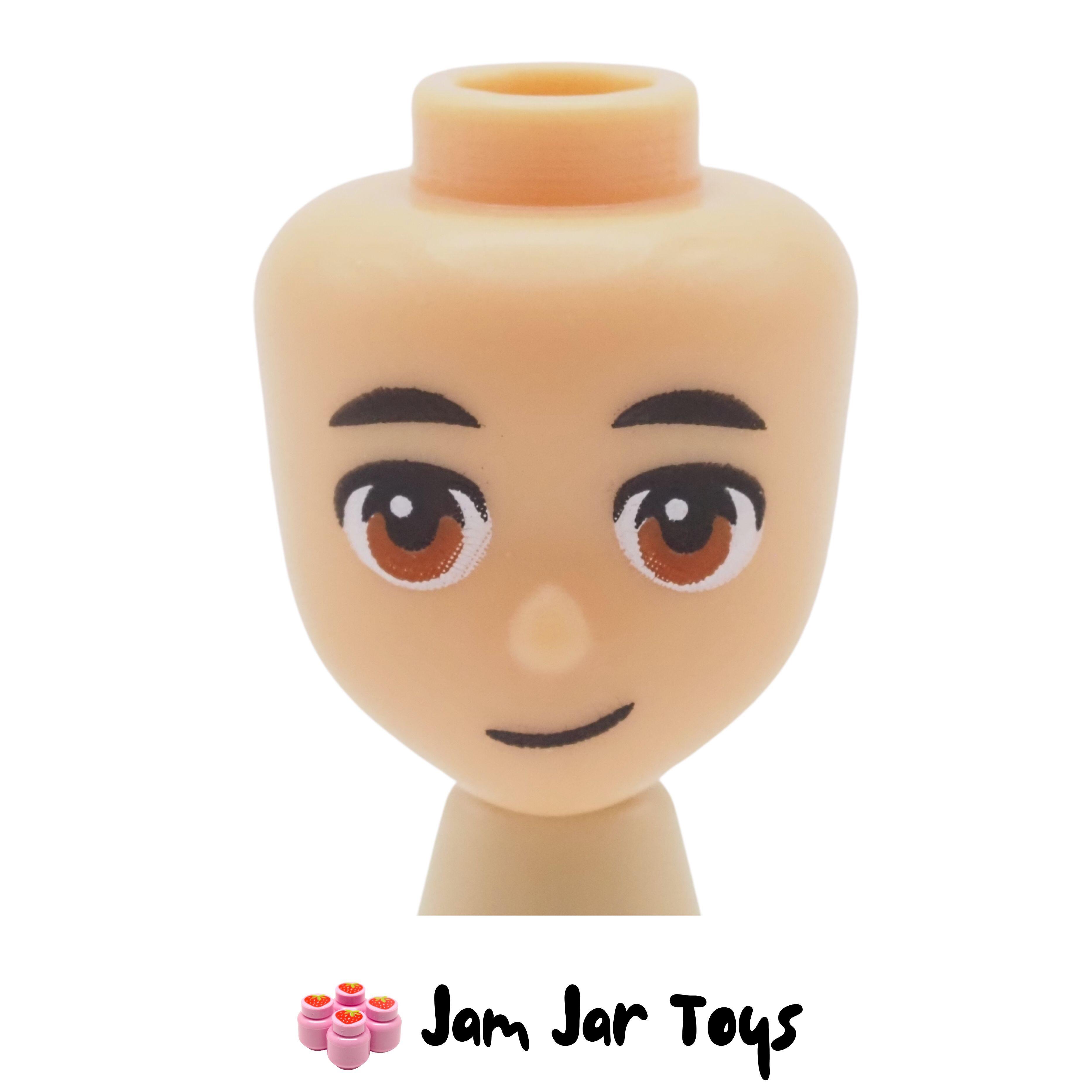 LEGO Ryan, Warm Tan Head, Small Black Eyebrows, Lopsided Grin