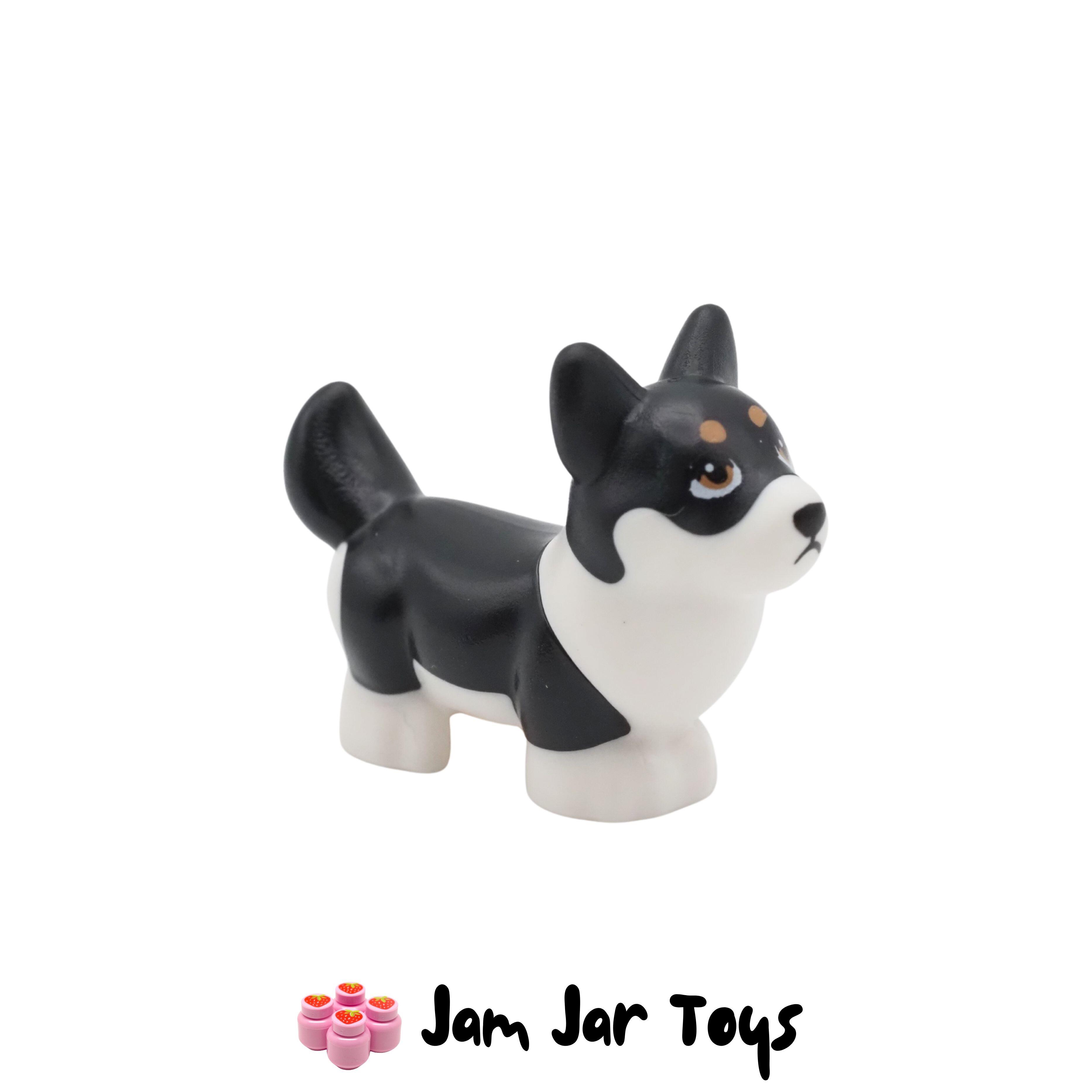 LEGO Corgi - Black and White Fur. Found in LEGO Friends Set 42641-1 - Surfing Dogs and Scooter Adventure.