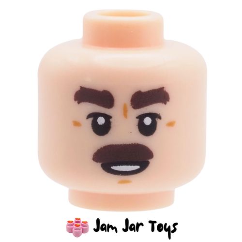 LEGO Racing Driver Head – Thick Brows & Moustache, Dual-Sided
