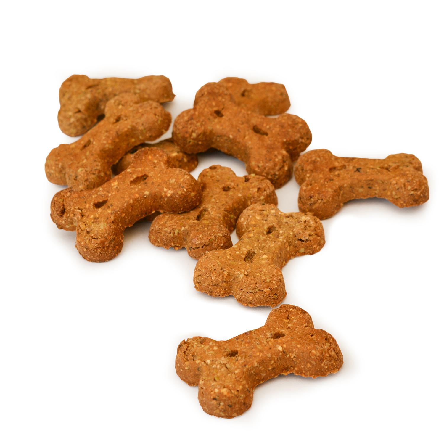 Bone Shaped Vegan Dog Biscuits out of the pack