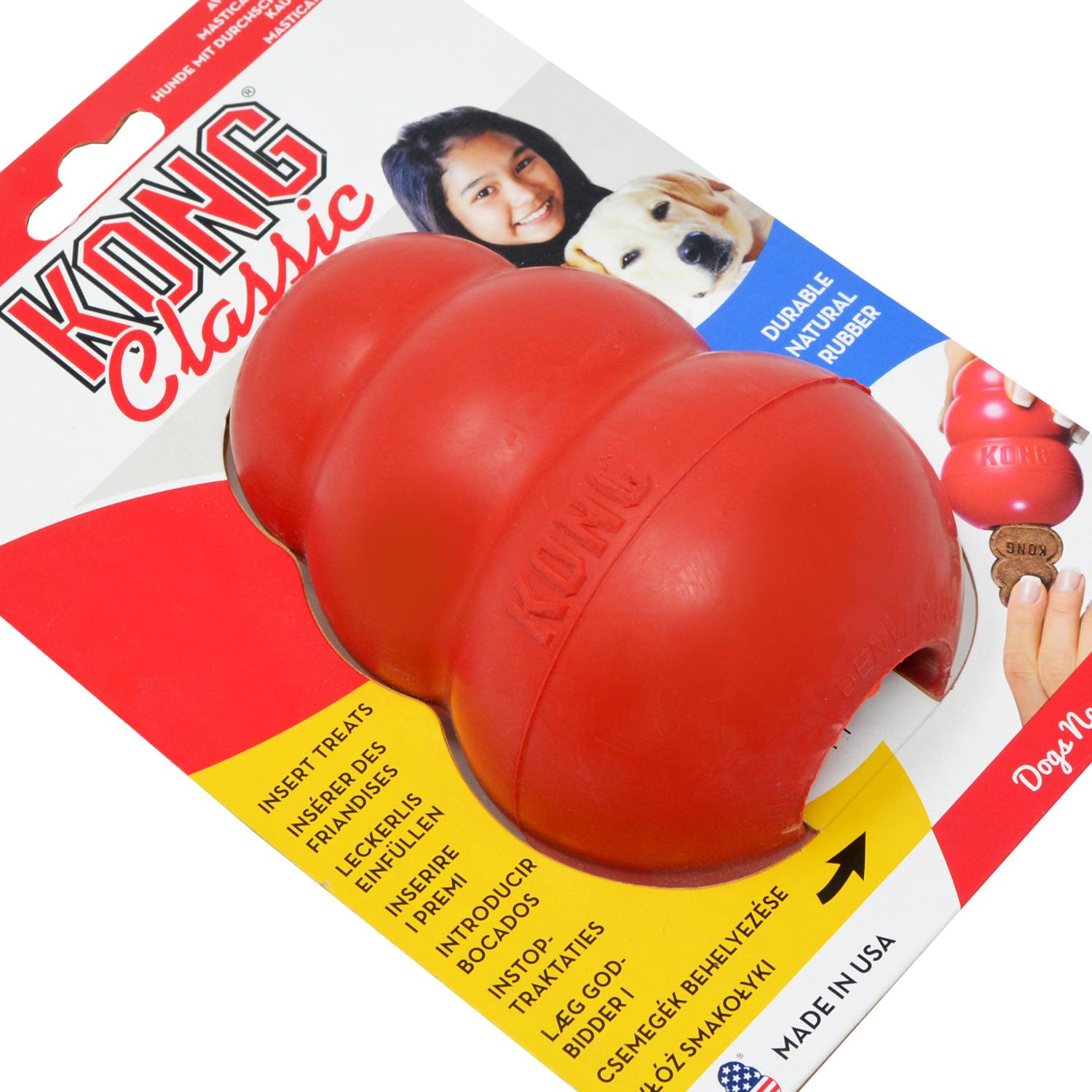 Close up of a large Kong Classic Red Dog Toy