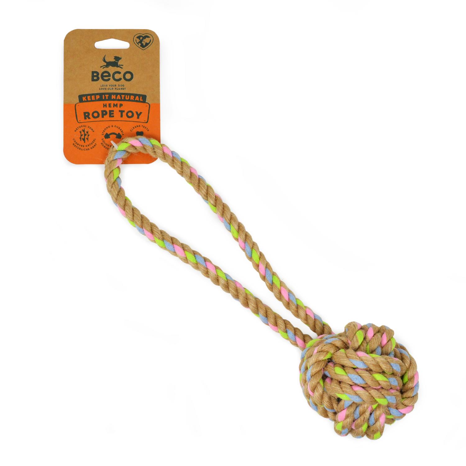 Beco Natural Hemp Rope Ball with handle for dogs