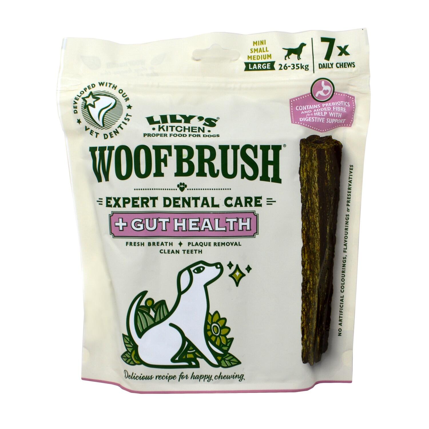 Front of a pack of Lily's Kitchen Dental Plant Based Dog Chews for Digestive Care
