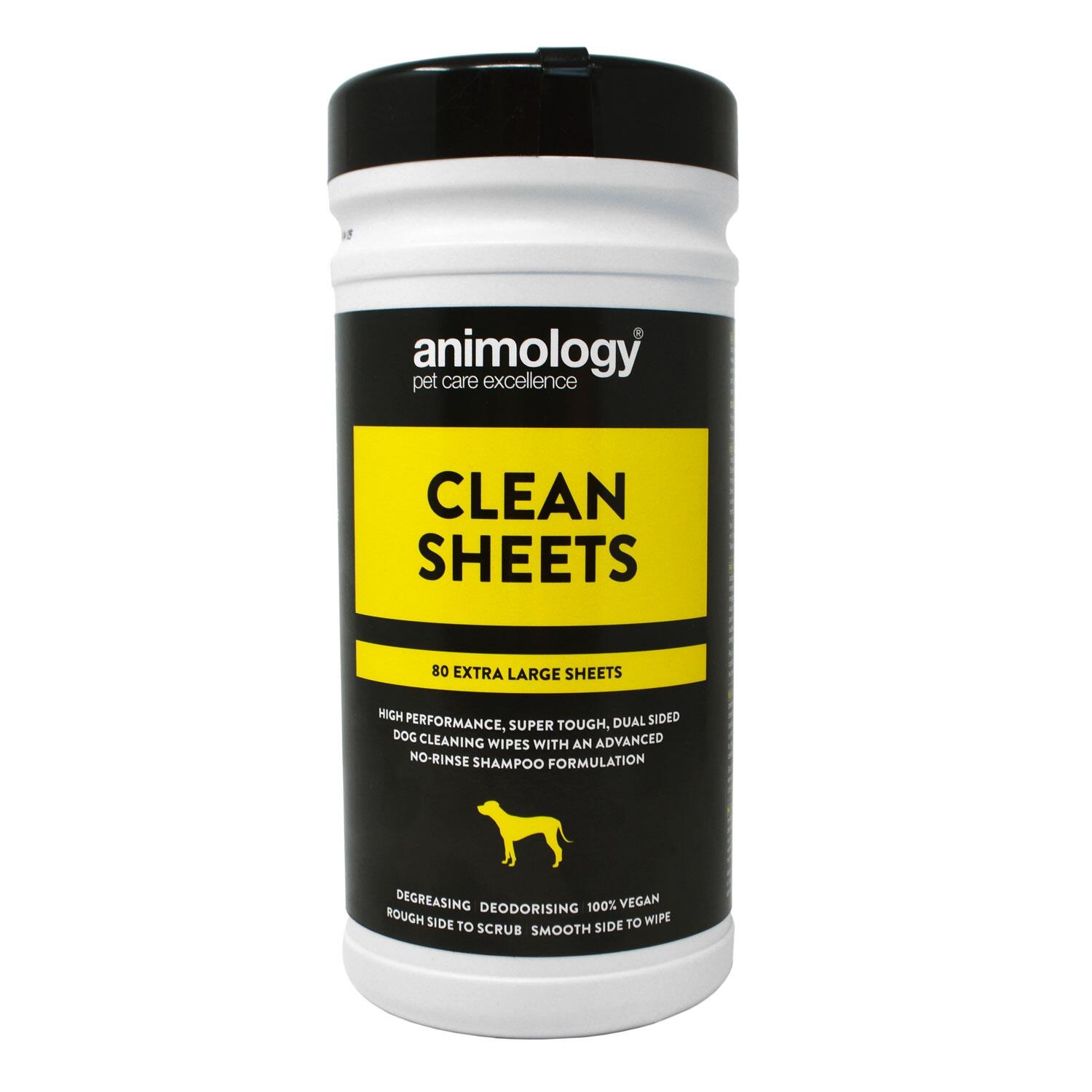 Front of a tub of Animology cruelty free dog wipes