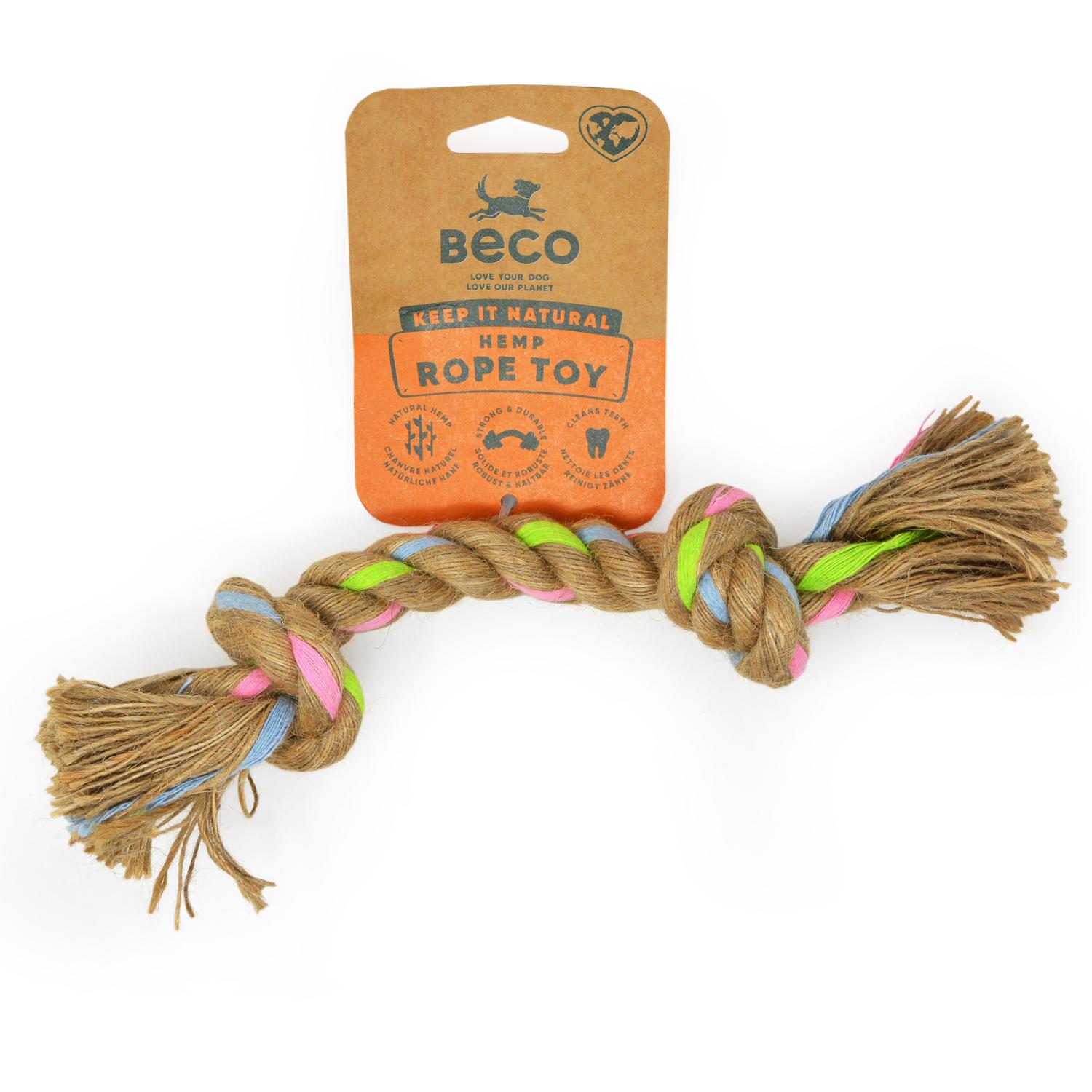 A Beco Medium Natural Hemp Rope Tug Dog Toy