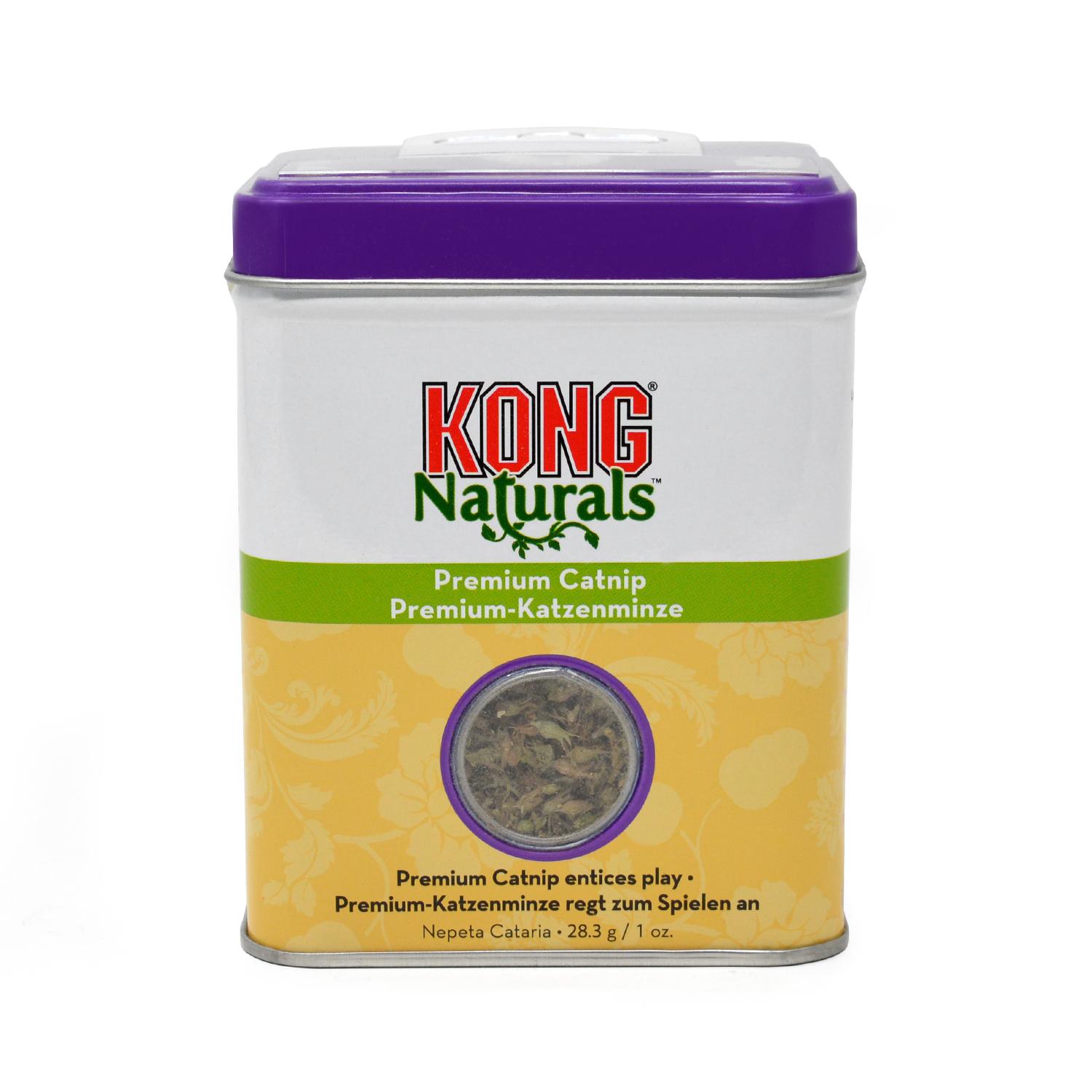 Front of a tin of Kong Natural Catnip 28.3g
