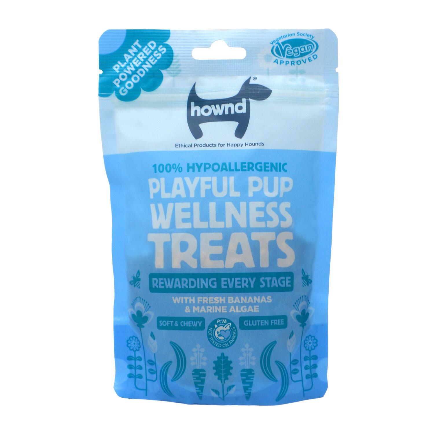 Front of a pack of Hownd Wellness Vegan Treats for Puppy Dogs