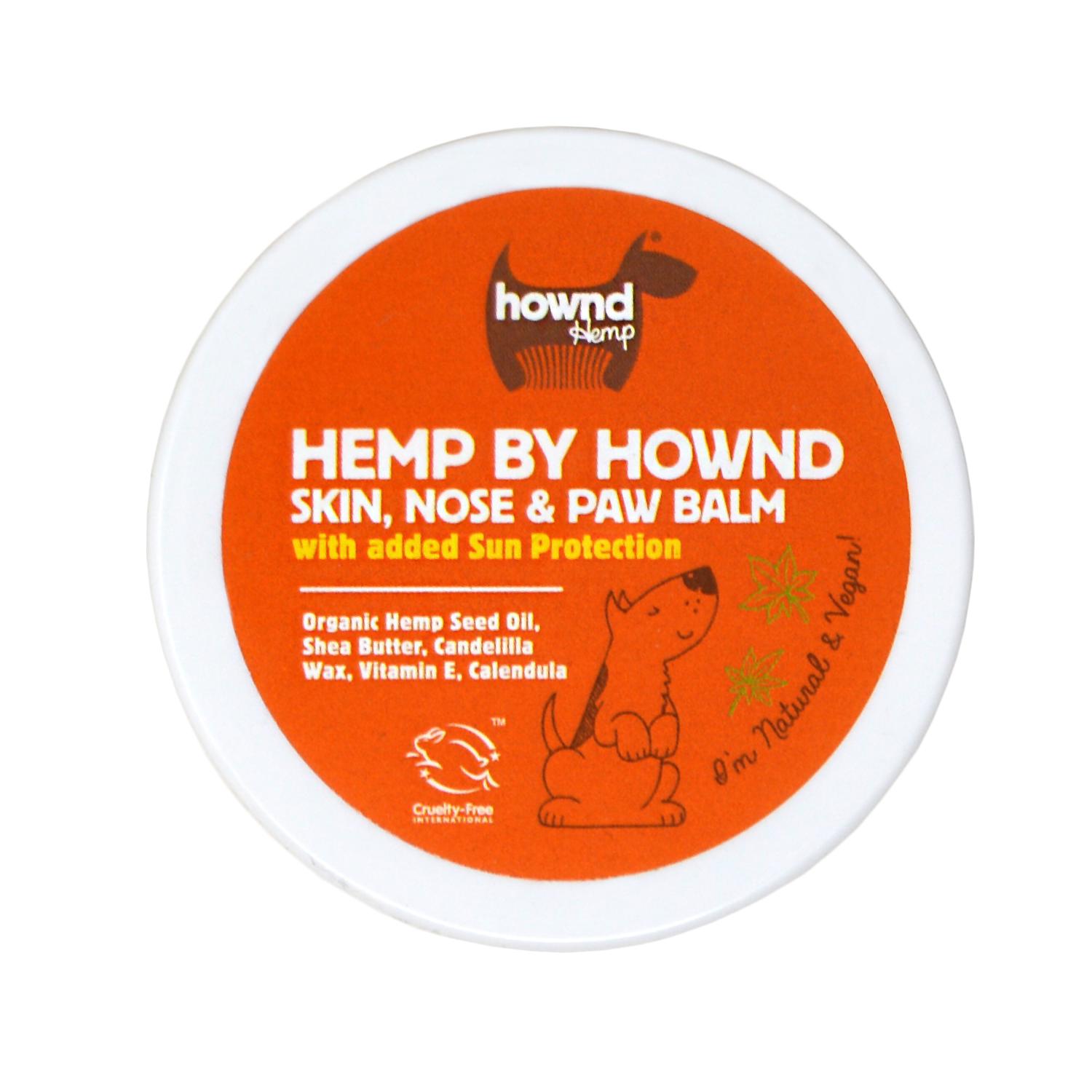 Front of a tub of Hownd Hemp Vegan Paw Balm For Dogs