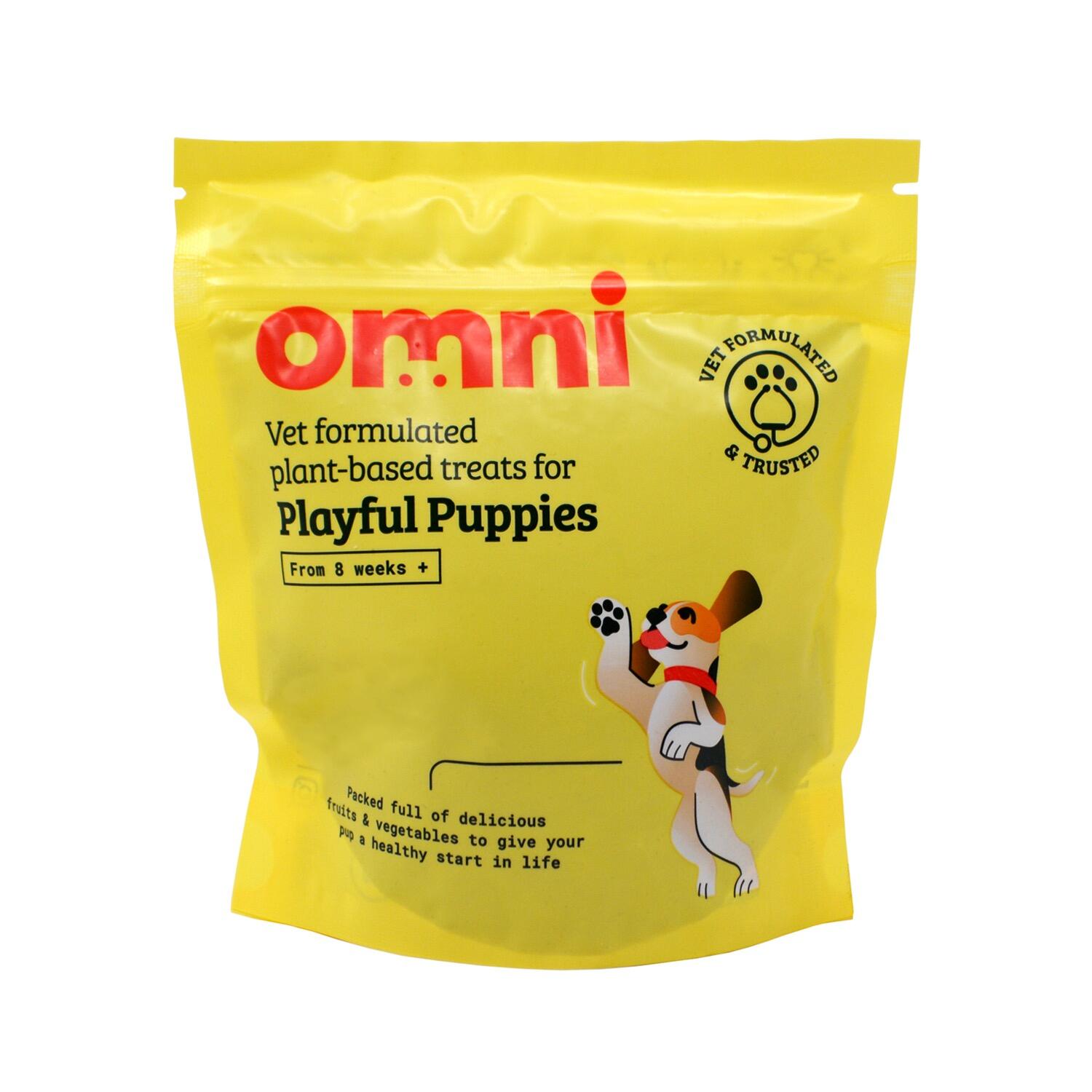 Front of a pack of Omni Plant Based Treats for Puppies