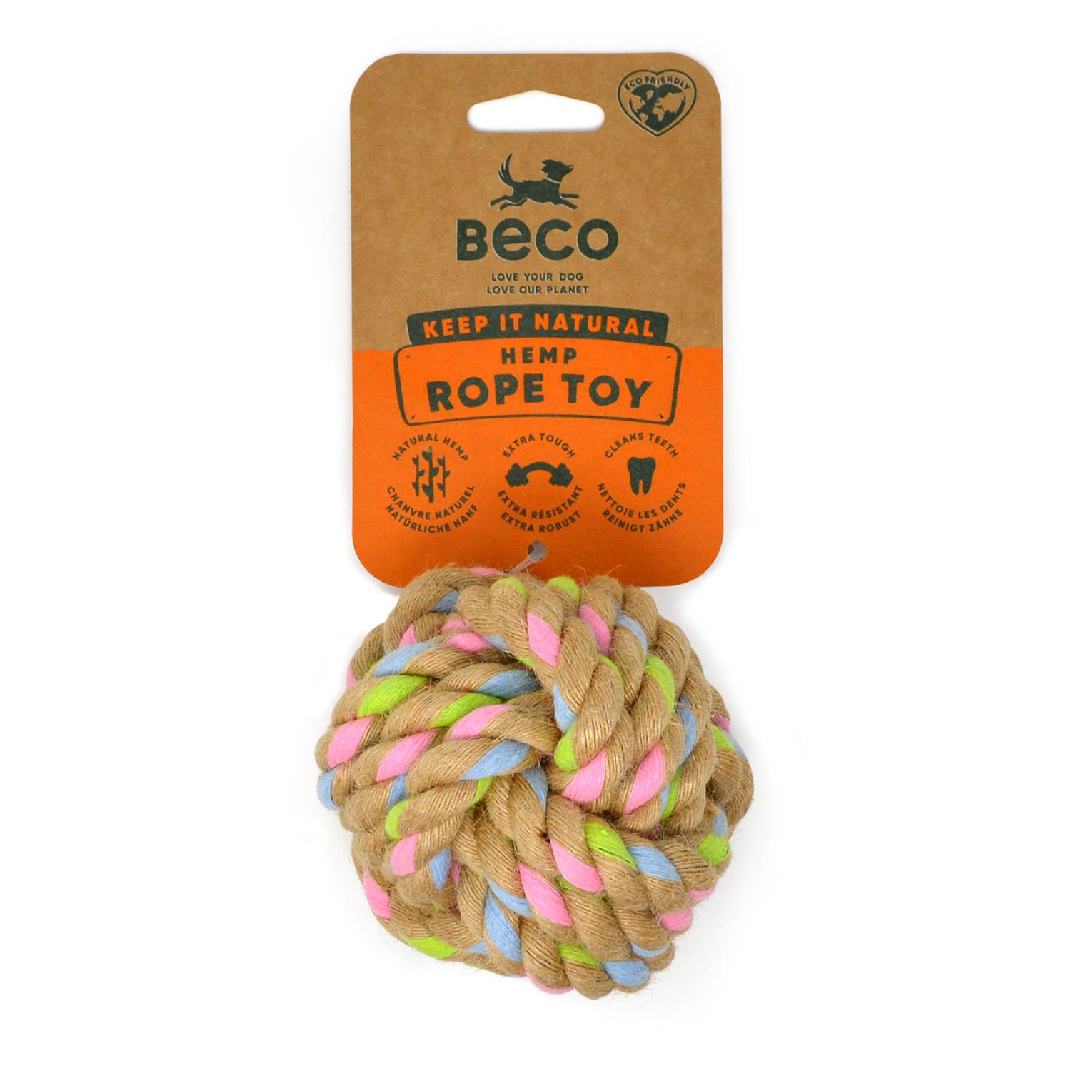 A Large Beco Natural Hemp Knot Rope Ball Dog Toy