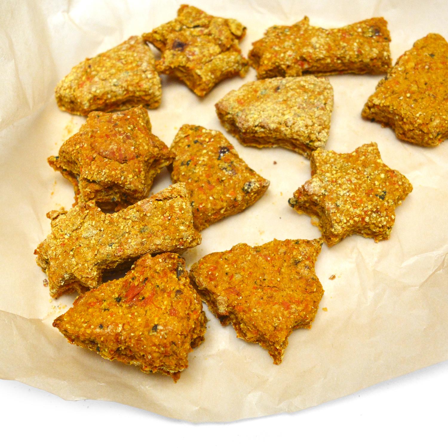A Spread of Plant-based Christmas Vegan Dog Biscuits