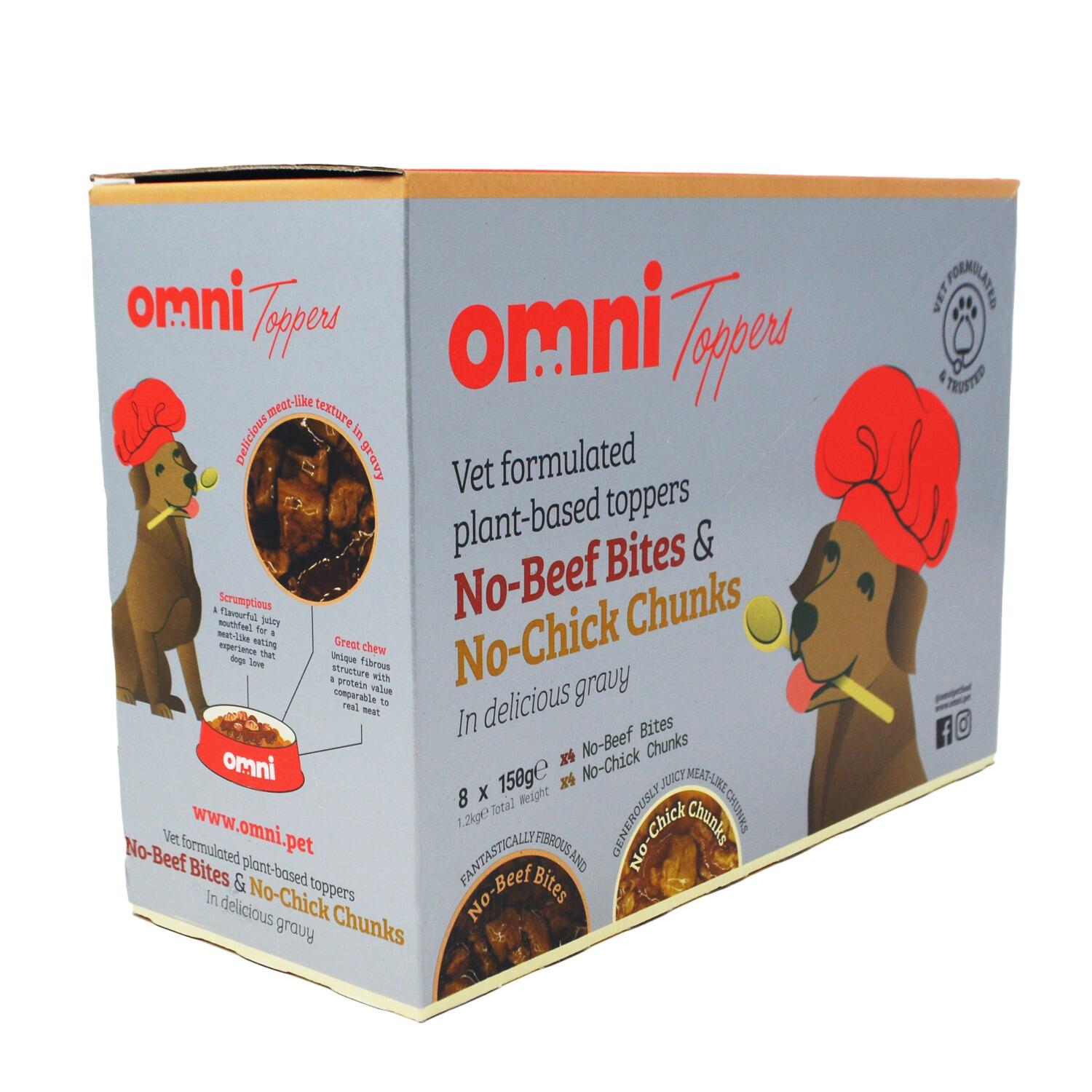 Angled Case of Omni Plant-Based Toppers for Dogs