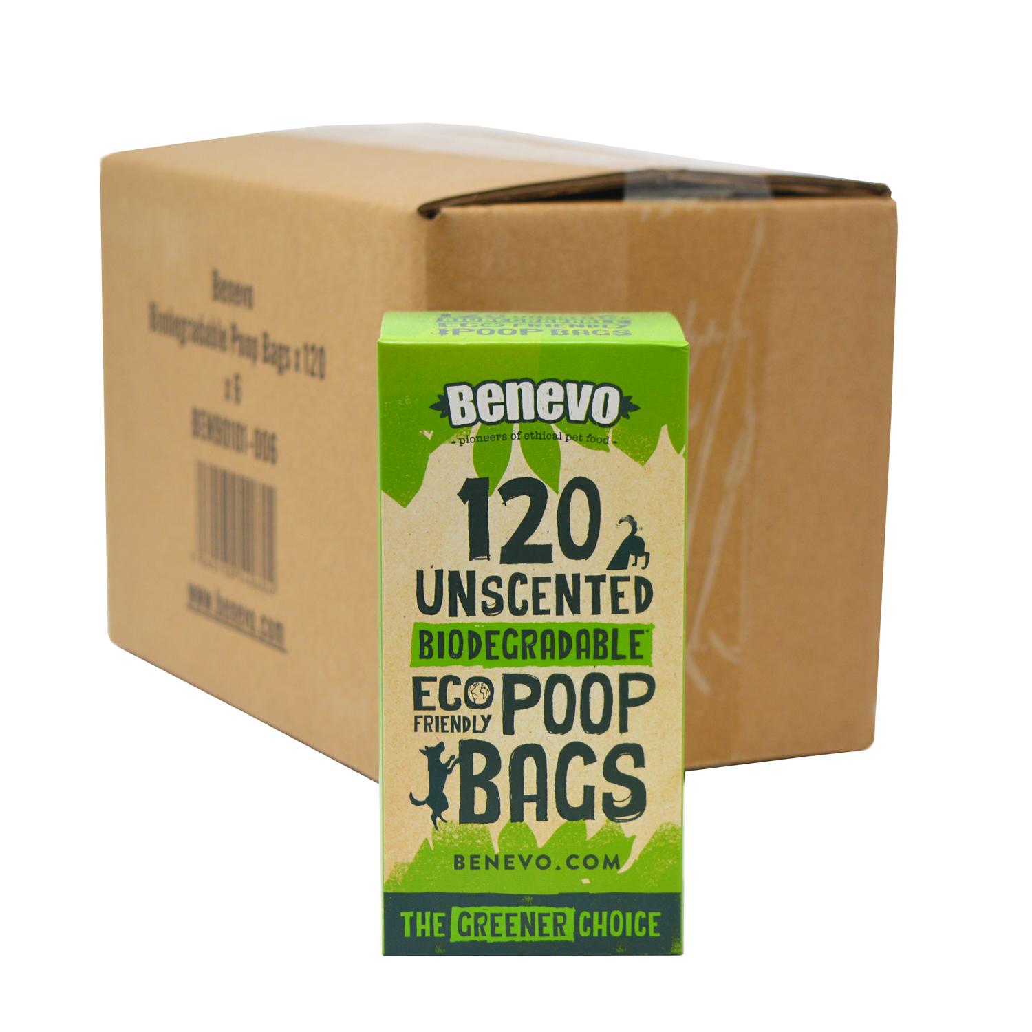 Benevo Biodegradable Poop Bags 120 bags 8 rolls Case of 6