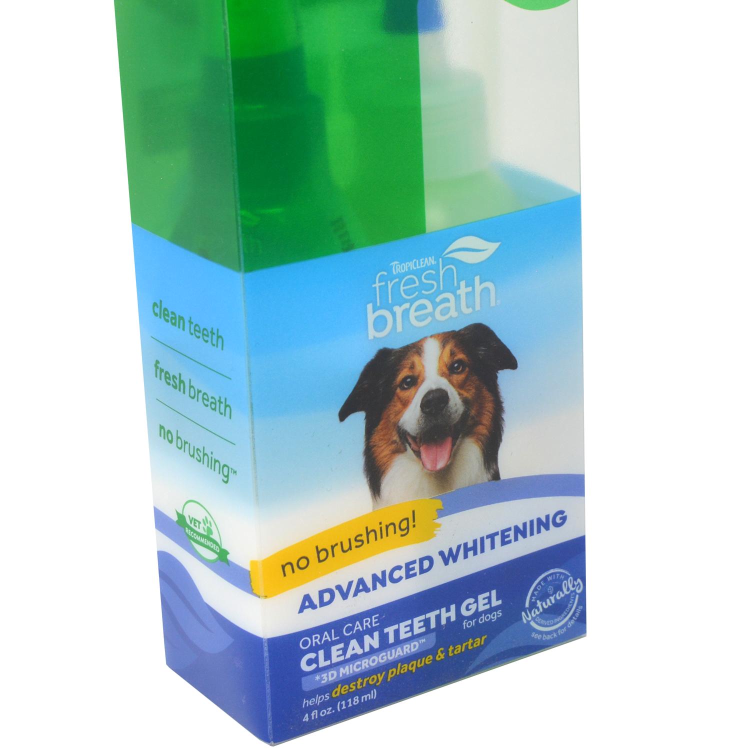 Close up of a pack of TropiClean Whitening Gel for Dogs