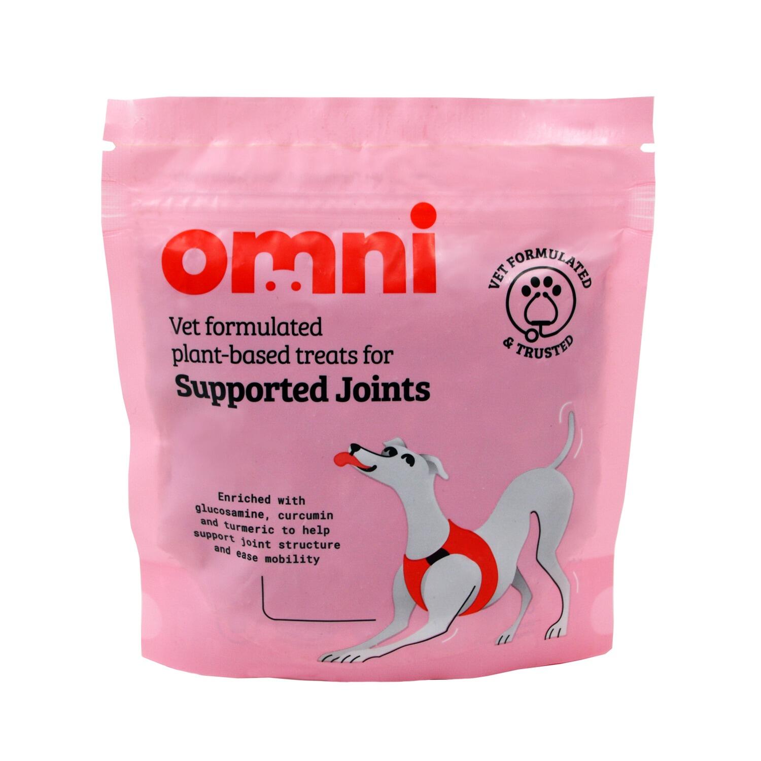 Front of a pack of Joint Care Vegan Dog Treats from Omni