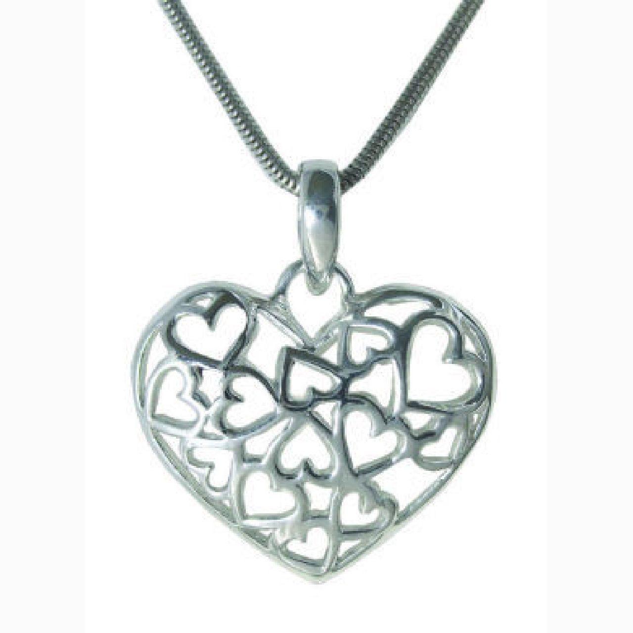 Silver Plated Trellis  Heart Necklace