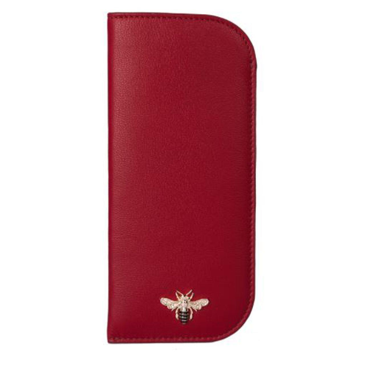 Bee Motif Soft Leather Slip Case Red