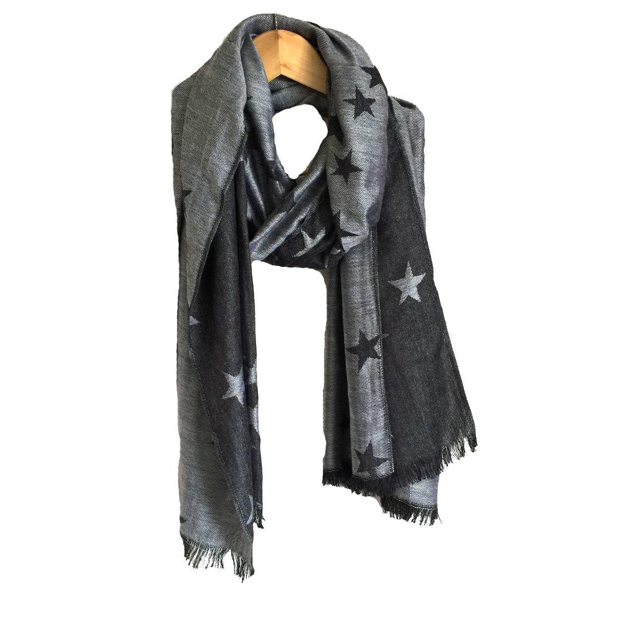 Double Sided Grey Star Scarf