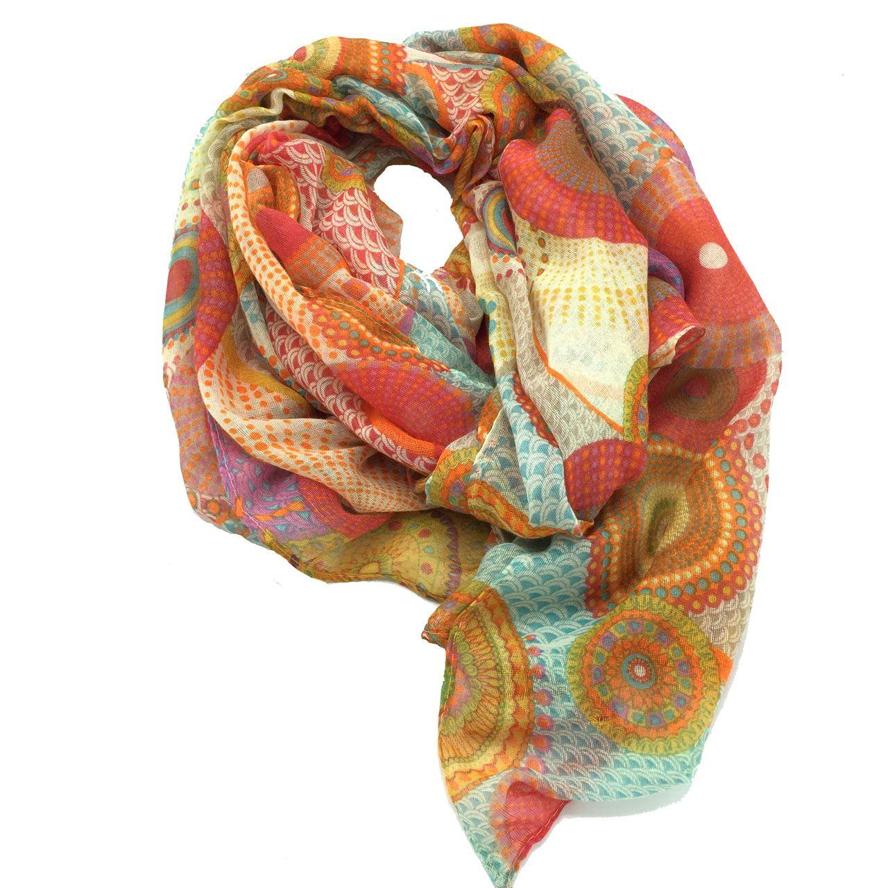 Voile Scarf with Multitude of Circles