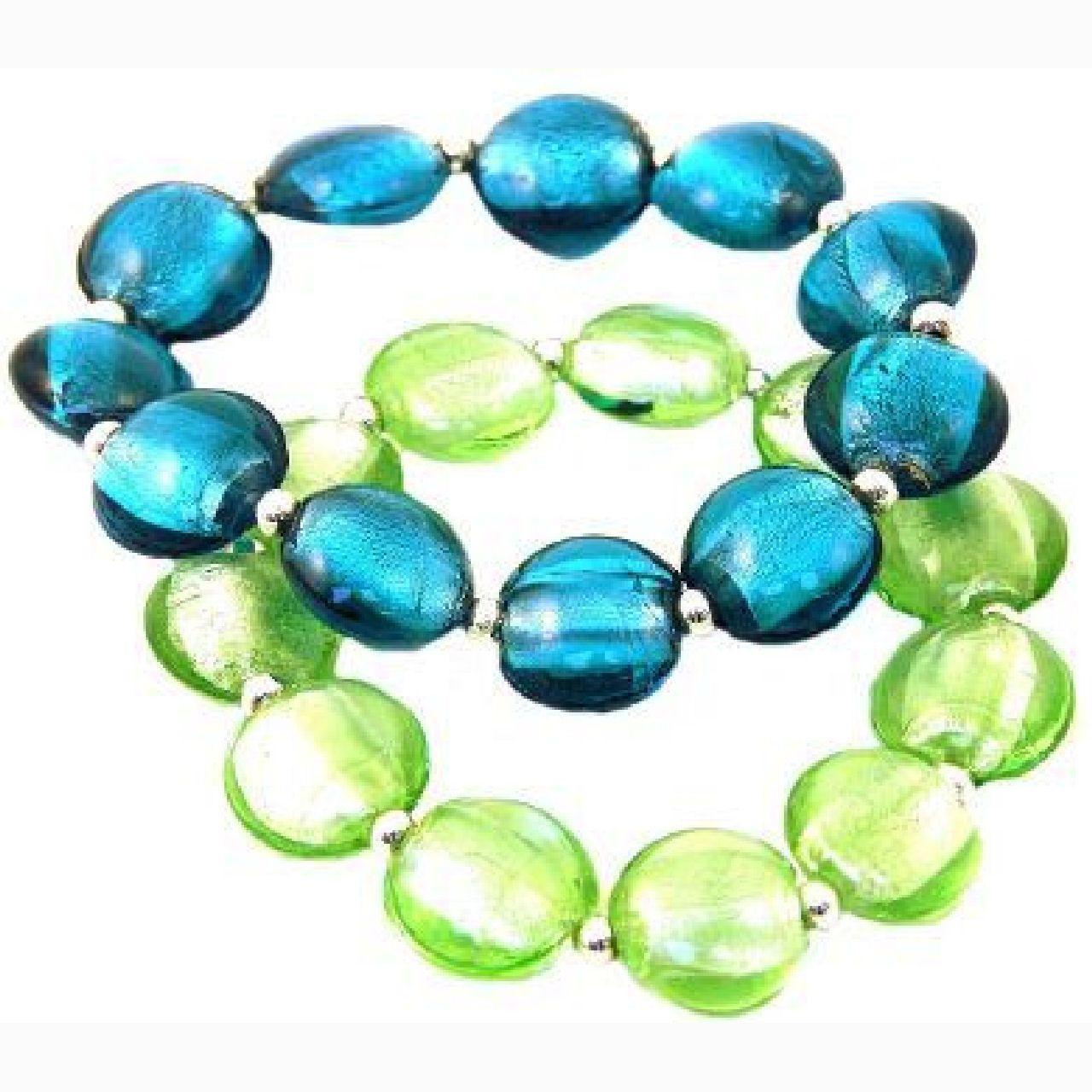 Two Intensely Coloured Glass Oval Bracelets