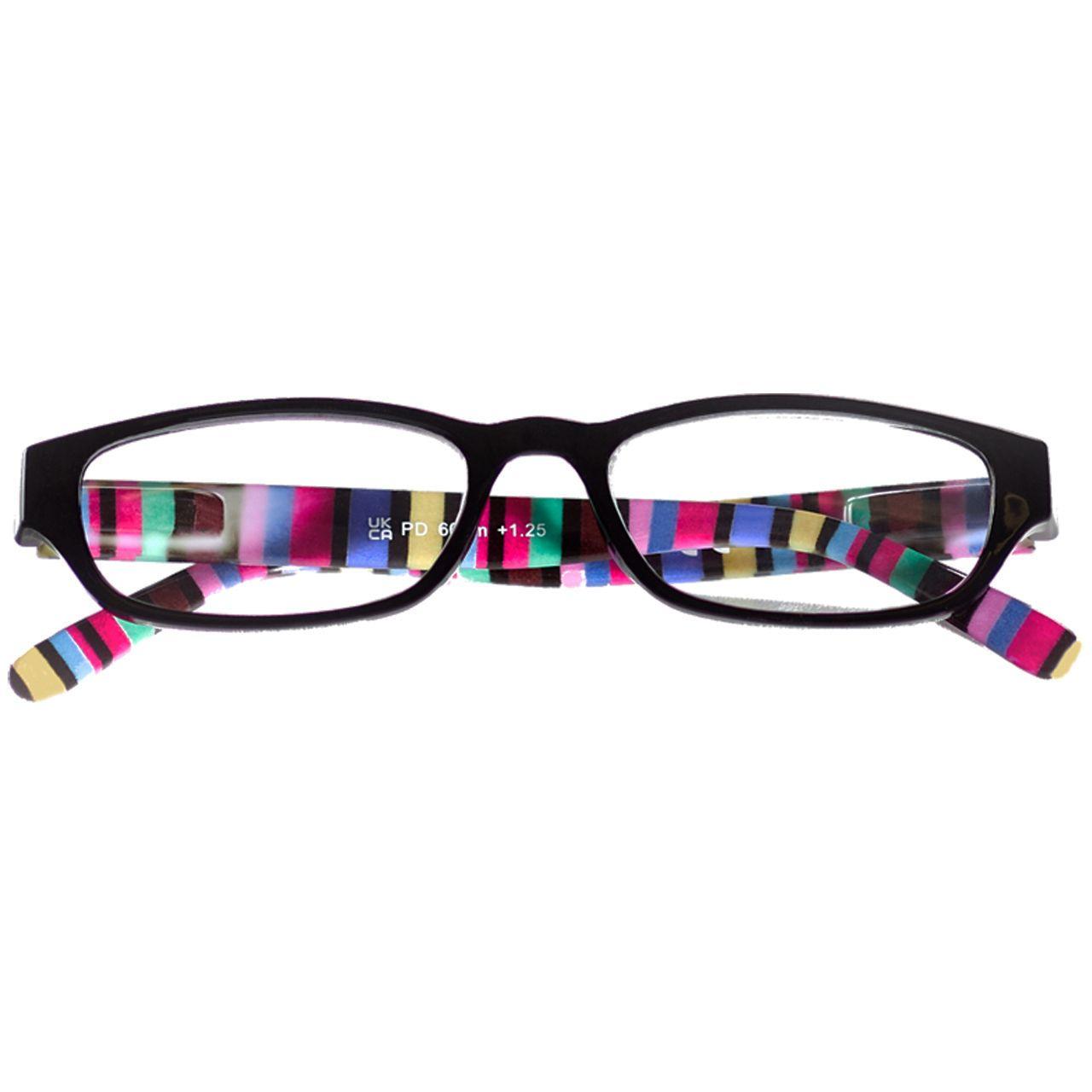 Reading Glasses Black and Bright Stripes-2