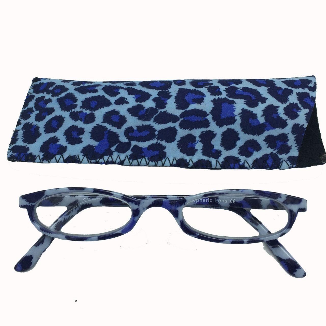 Reading Glasses Blue Cheetah Print