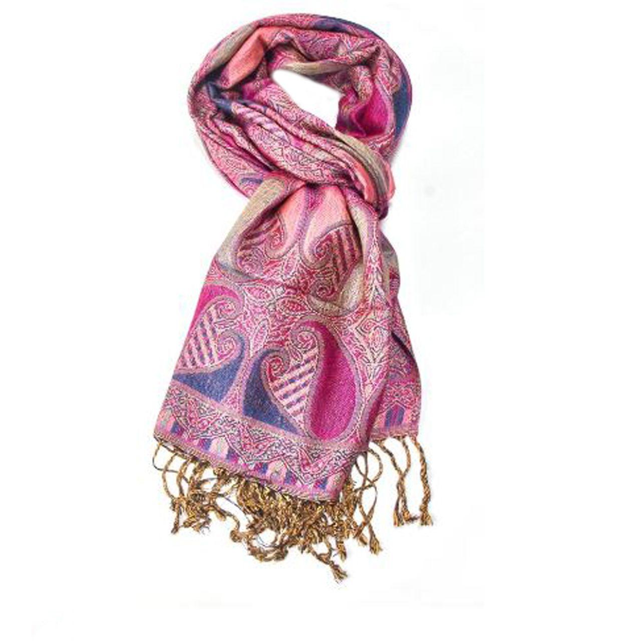 Pashmina Style Scarf with a Pink Paisley Design
