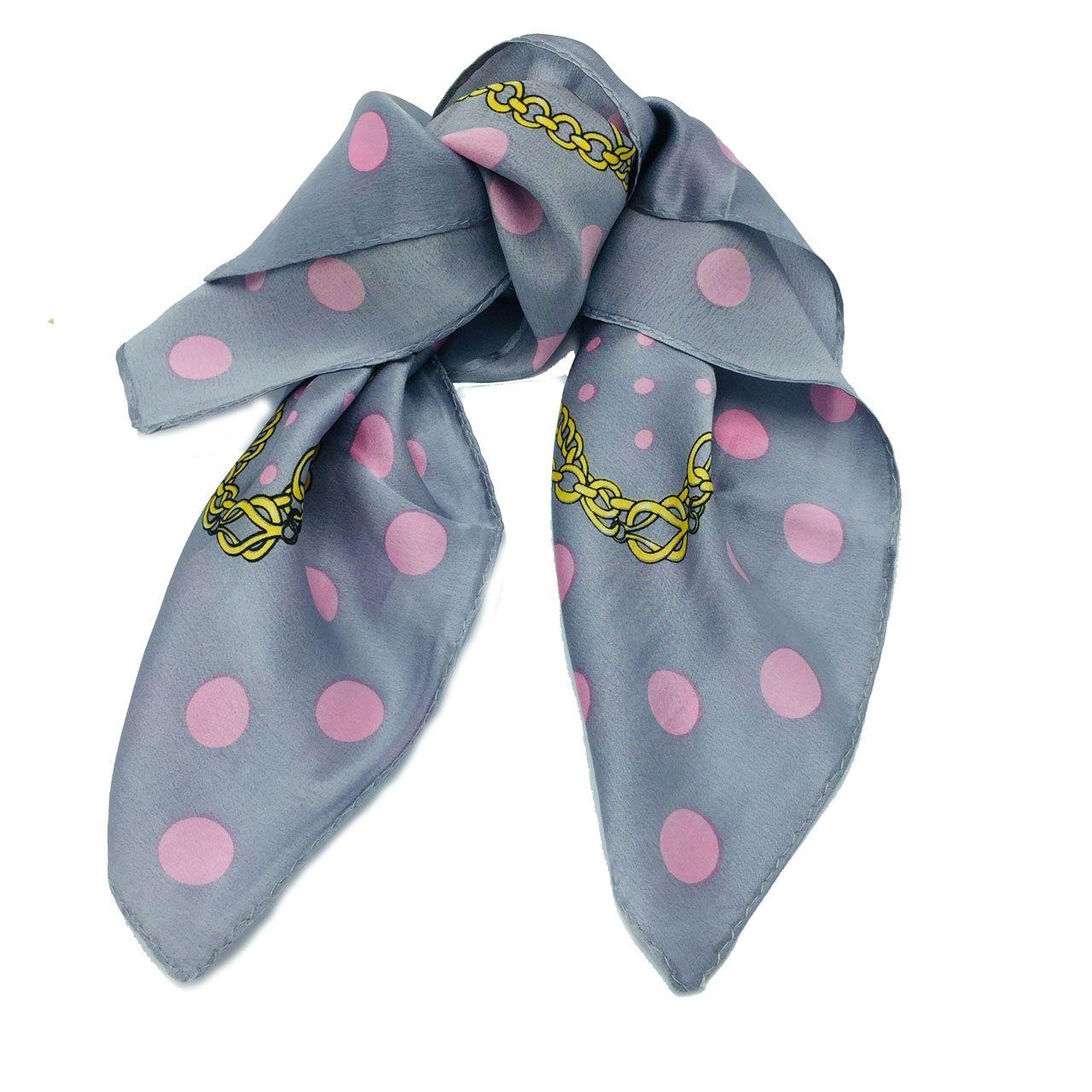 Silk Neck Scarf Pink Spotted