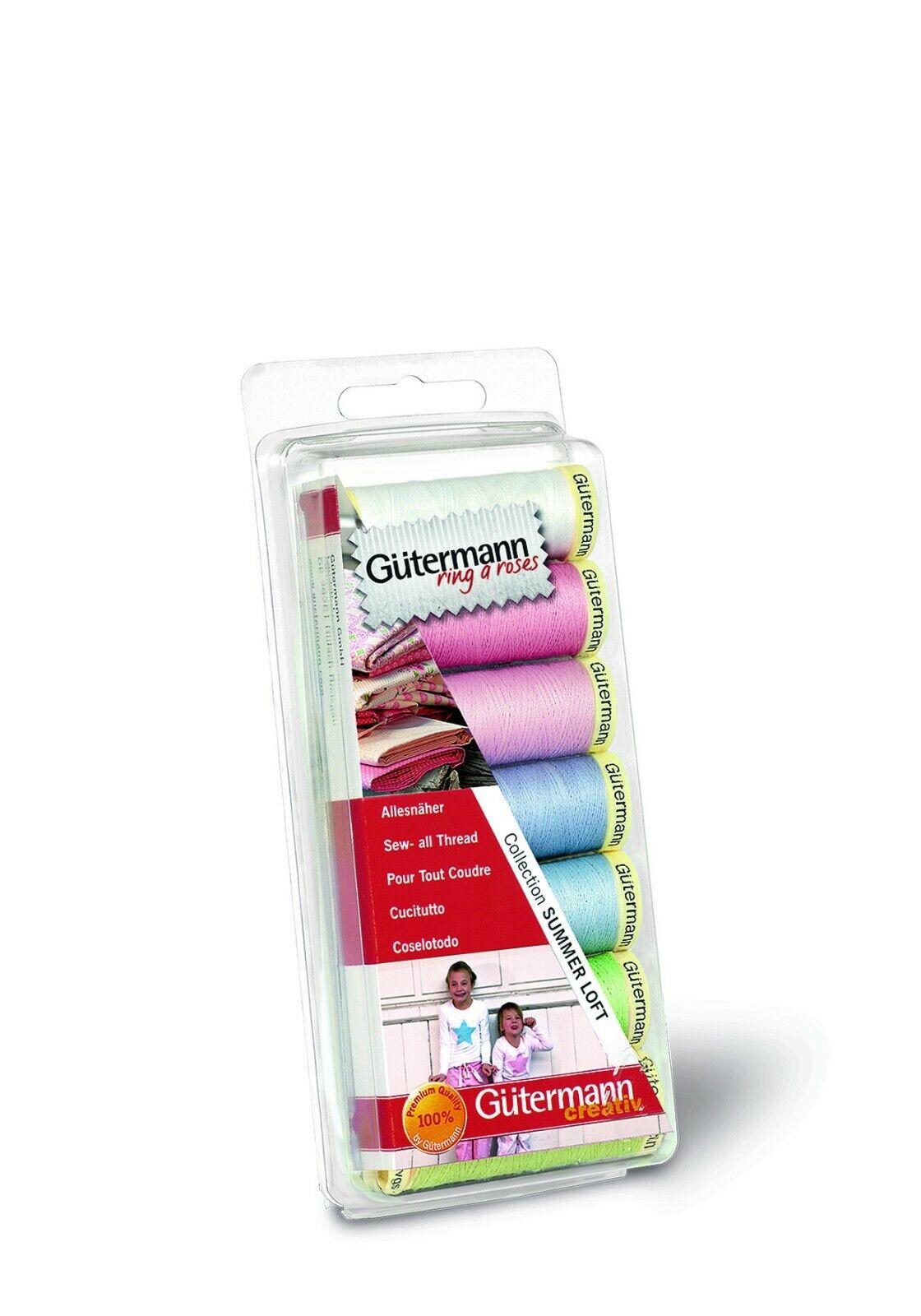 Gutermann Sewing Thread, Set of 10 Pastel Colors, Polyester Sewing