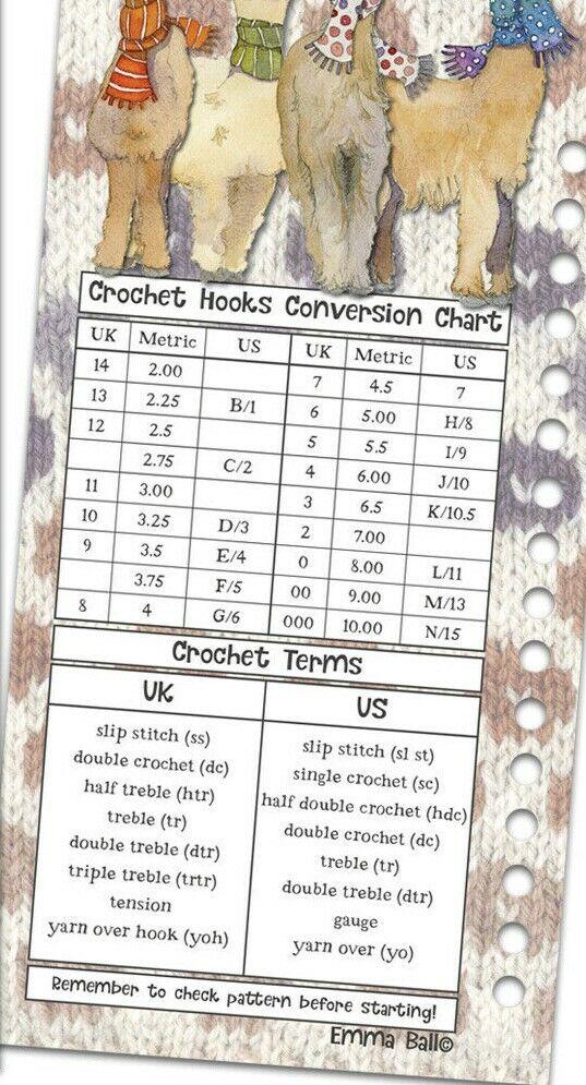 Crochet Hooks Conversion Chart