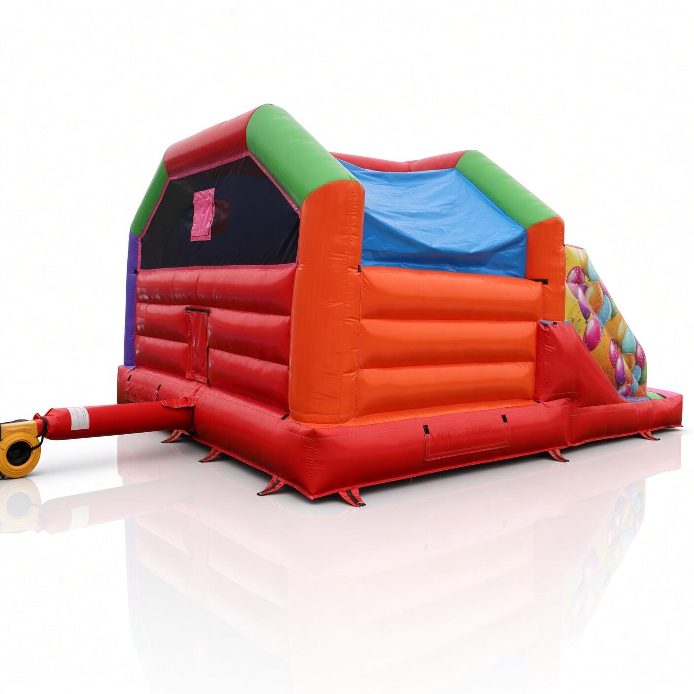Play Rug Front View 15ft x 18ft Party 2026 Multi Twin Front Slide Combo - Disco Ready