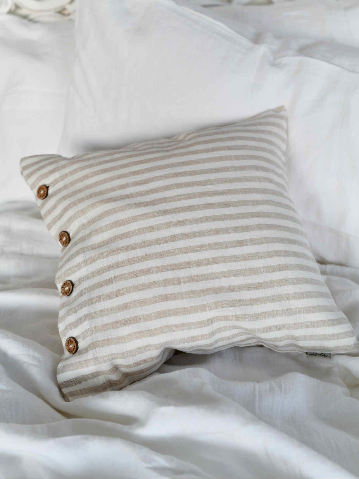 Natural Stripe Linen Cushion Covers UK Soft Cushion Covers
