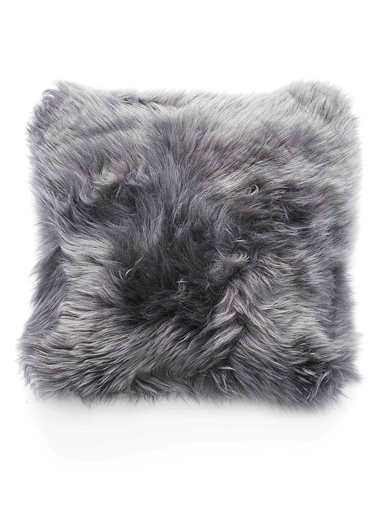 Luxurious Grey Sheepskin Cushion | Grey Long Wool Sheepskin Cushion