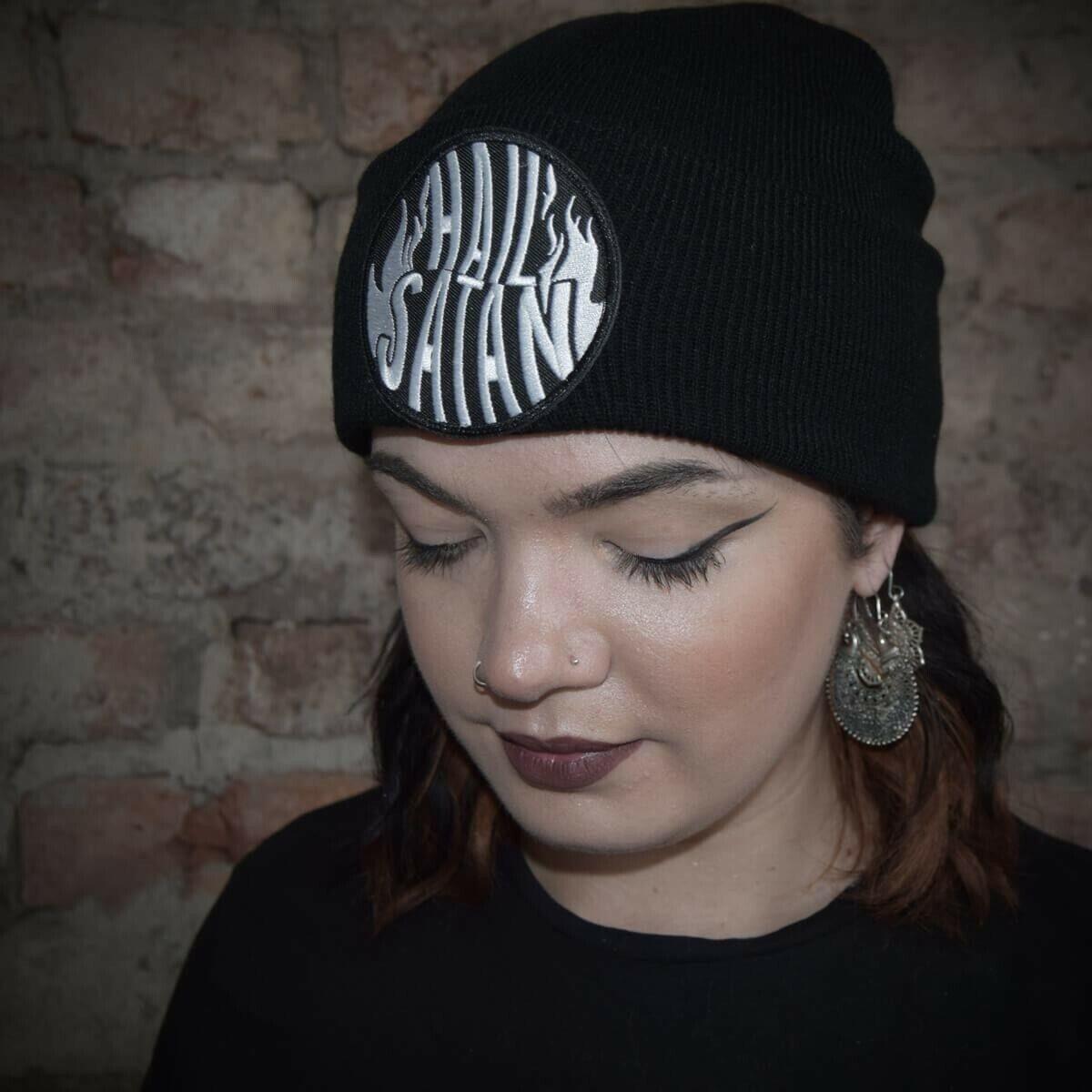 black emo beanie